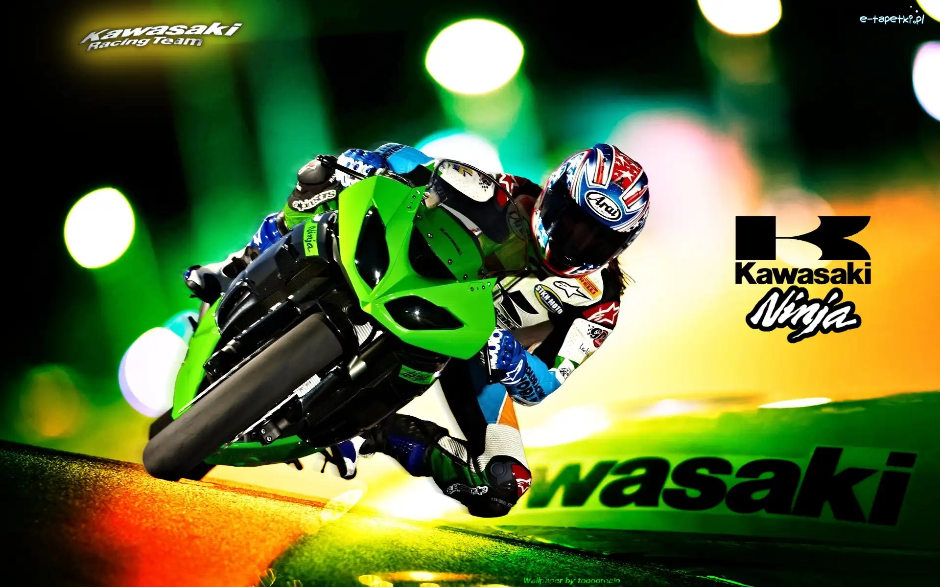 Zielony, Motocyklista, Logo, Kawasaki Ninja ZX-10R