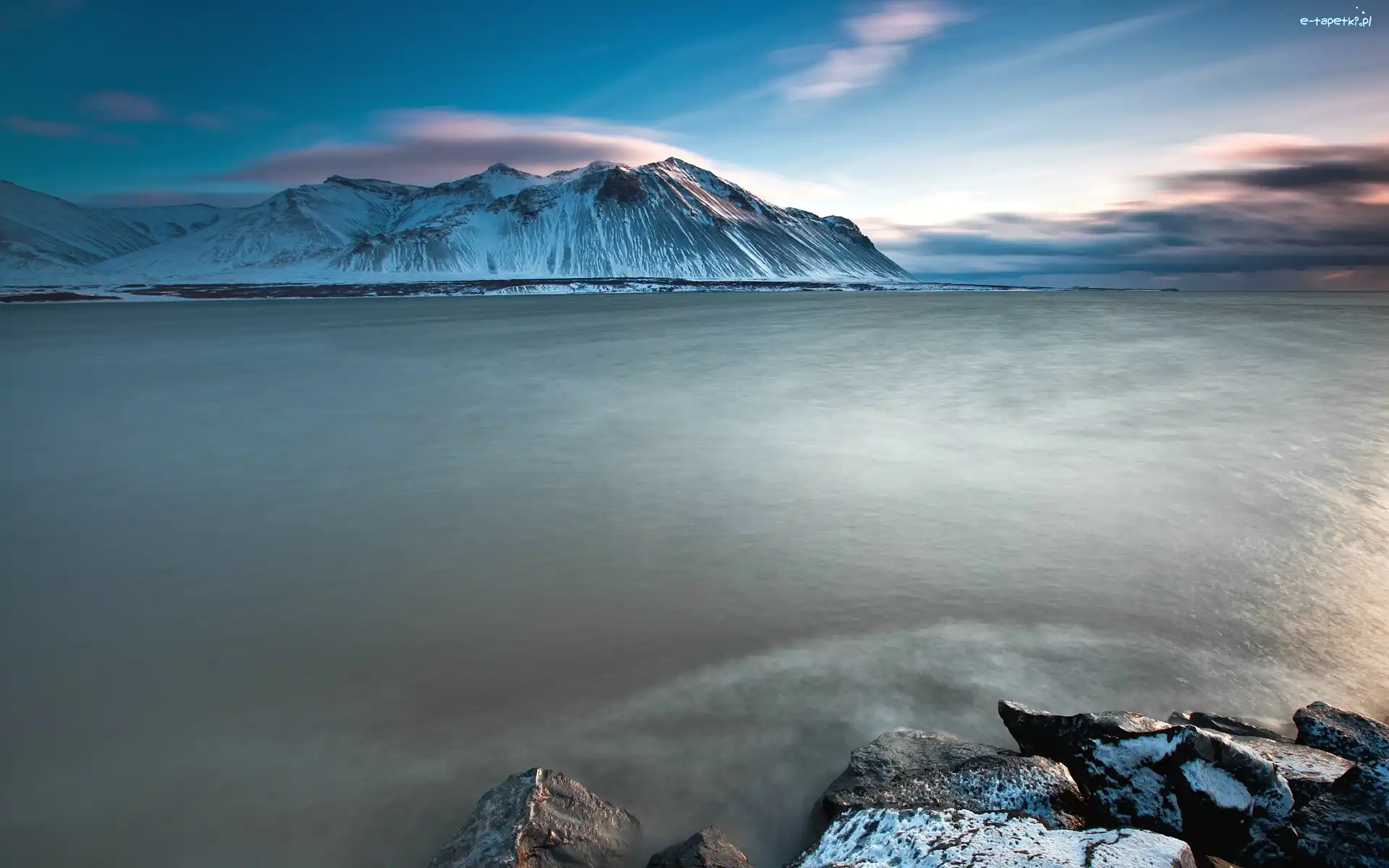 Ośnieżone, Jezioro Abraham Lake, Góry, Kanada