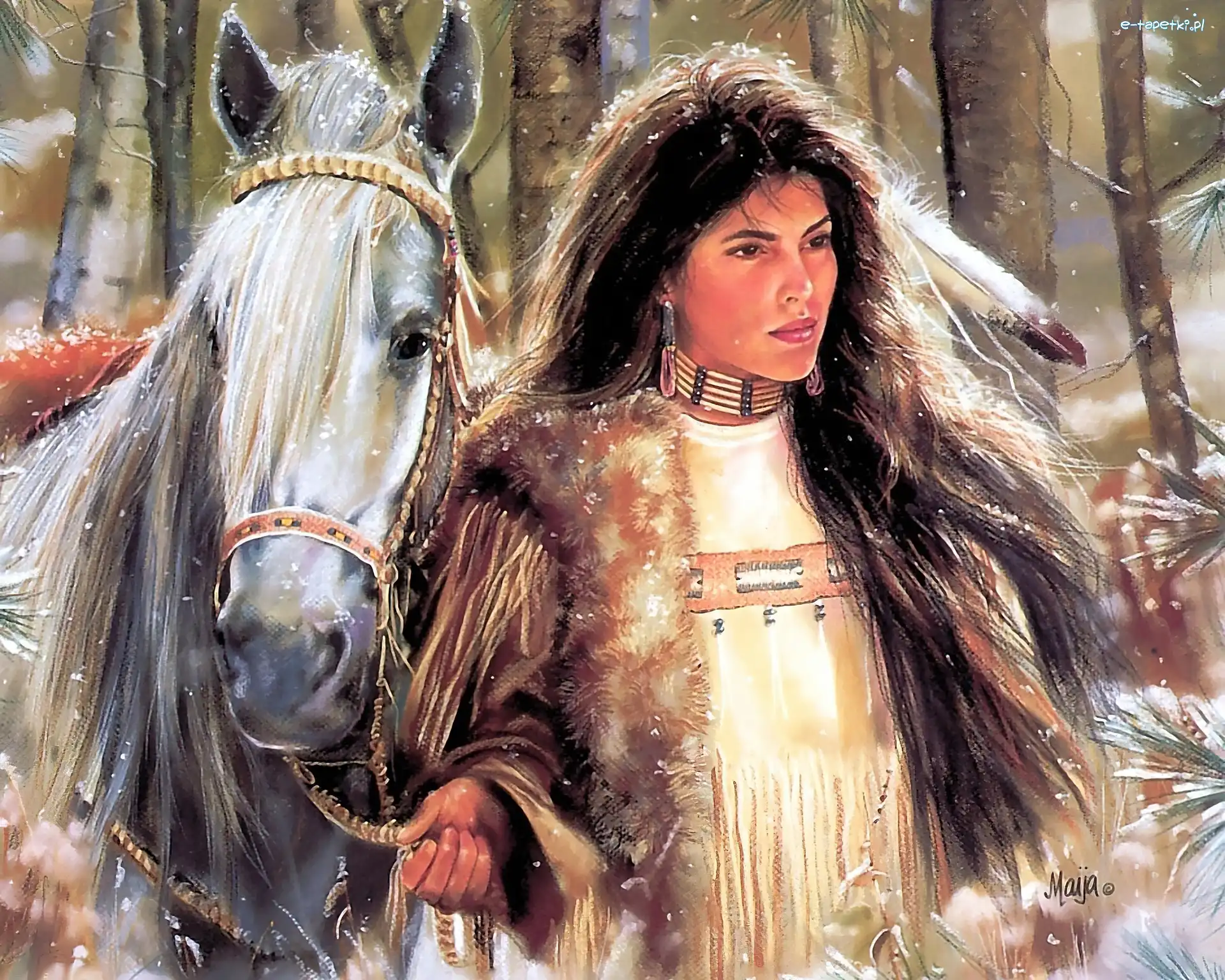 Koń, Indianka, Dziewczyna