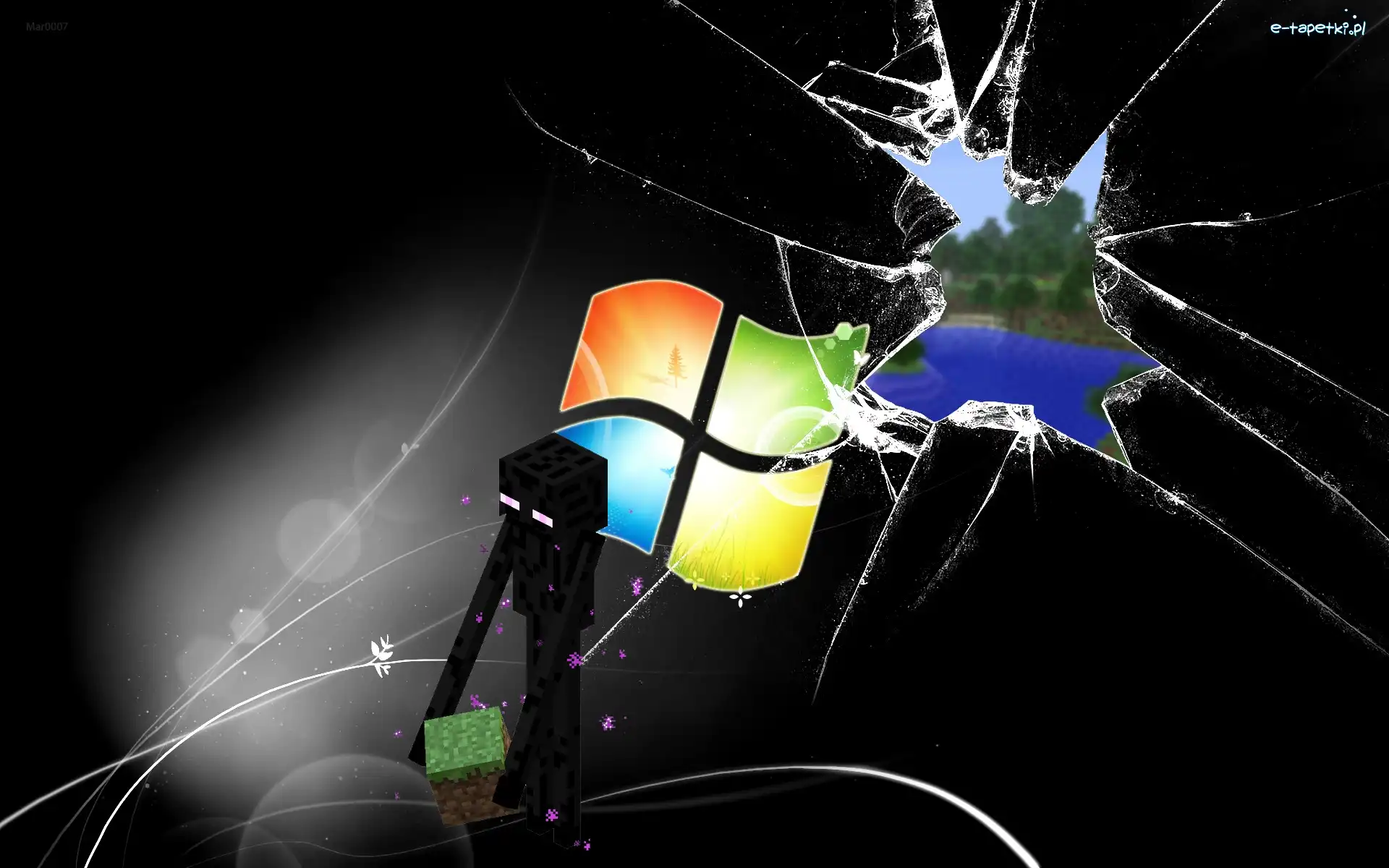 Minecraft, Dziura, Enderman, Logo, Windows