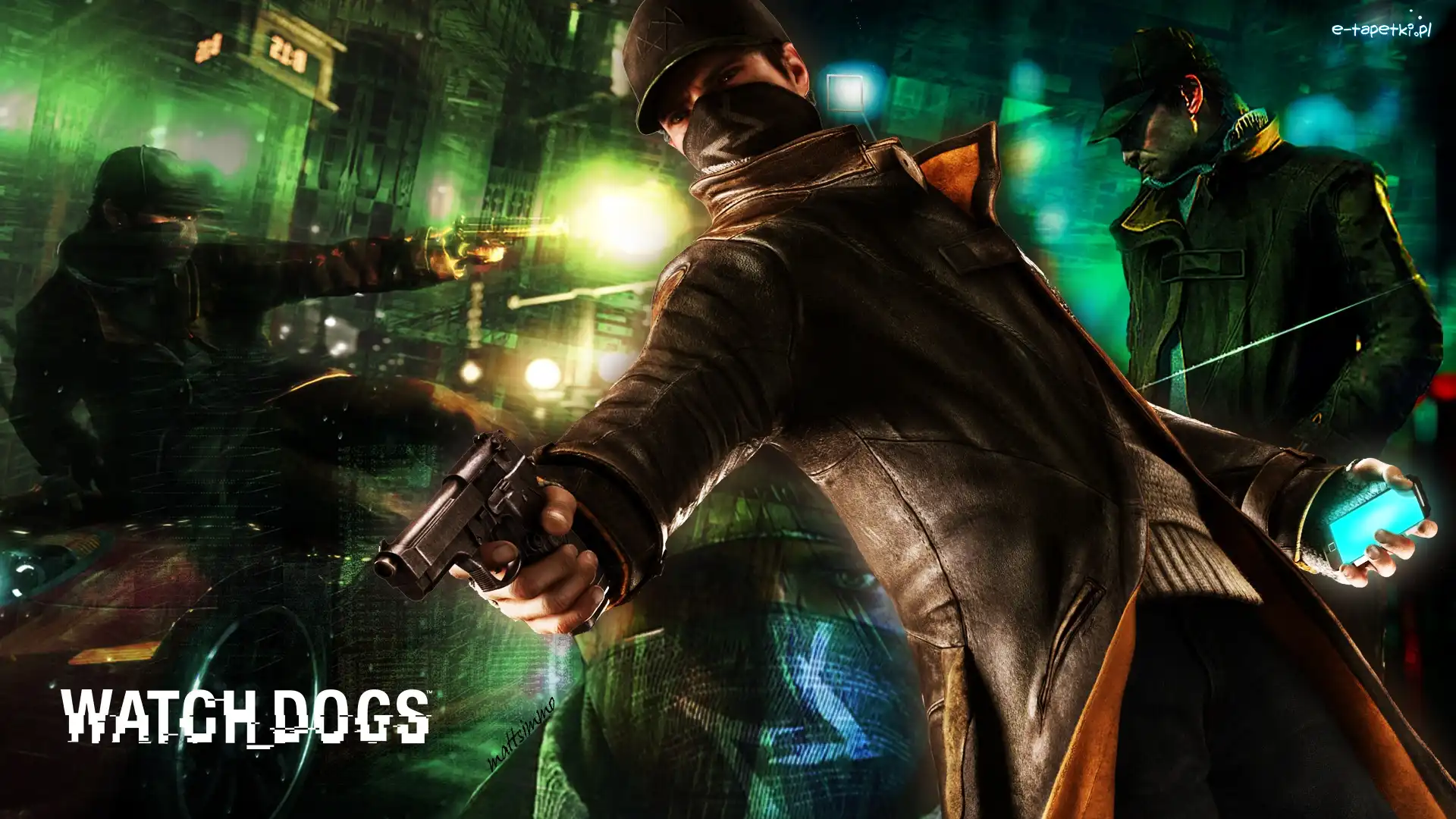 Mężczyzna, Pistolet, Telefon, Watch Dogs