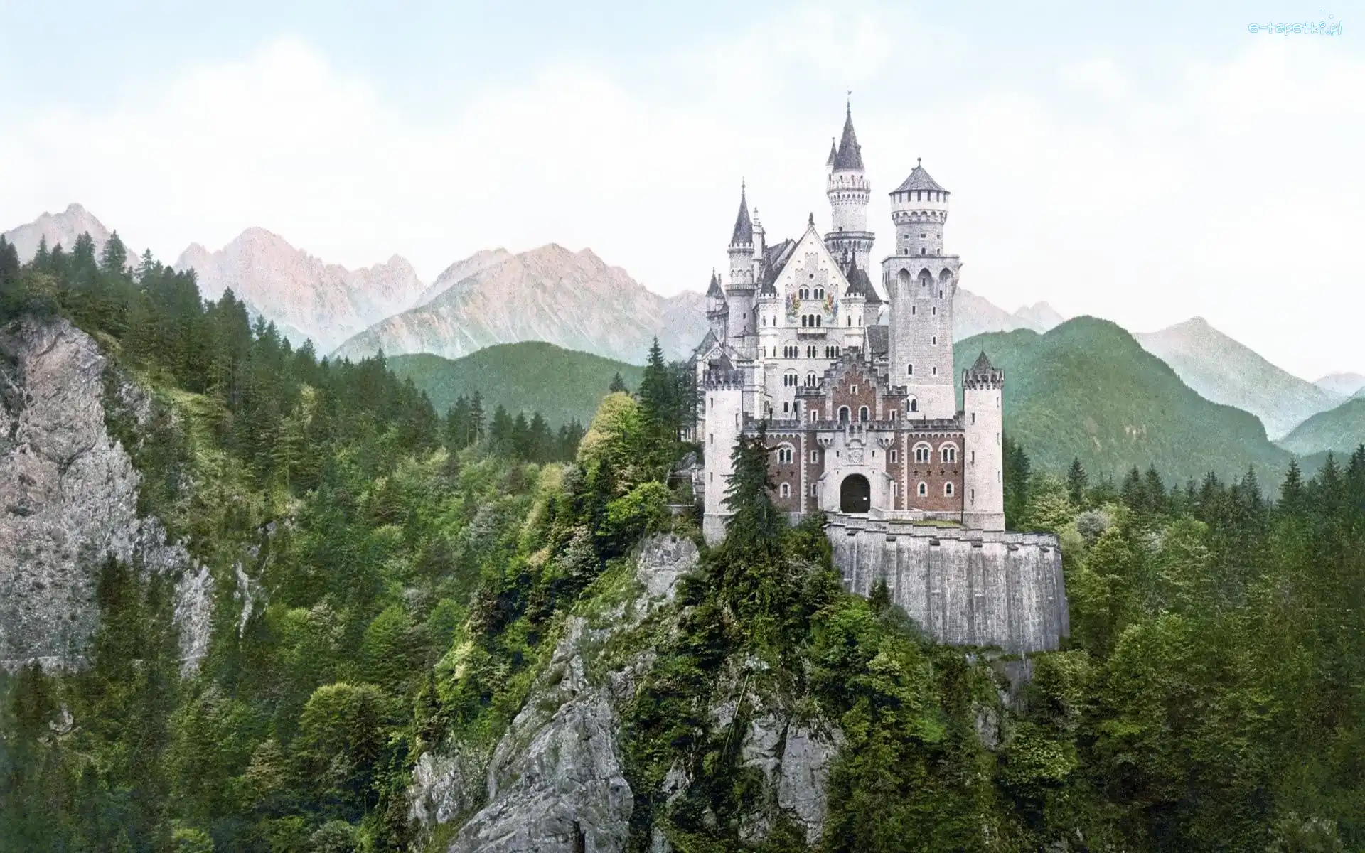 Zamek, Lasy, Neuschwanstein, Niemcy, Góry