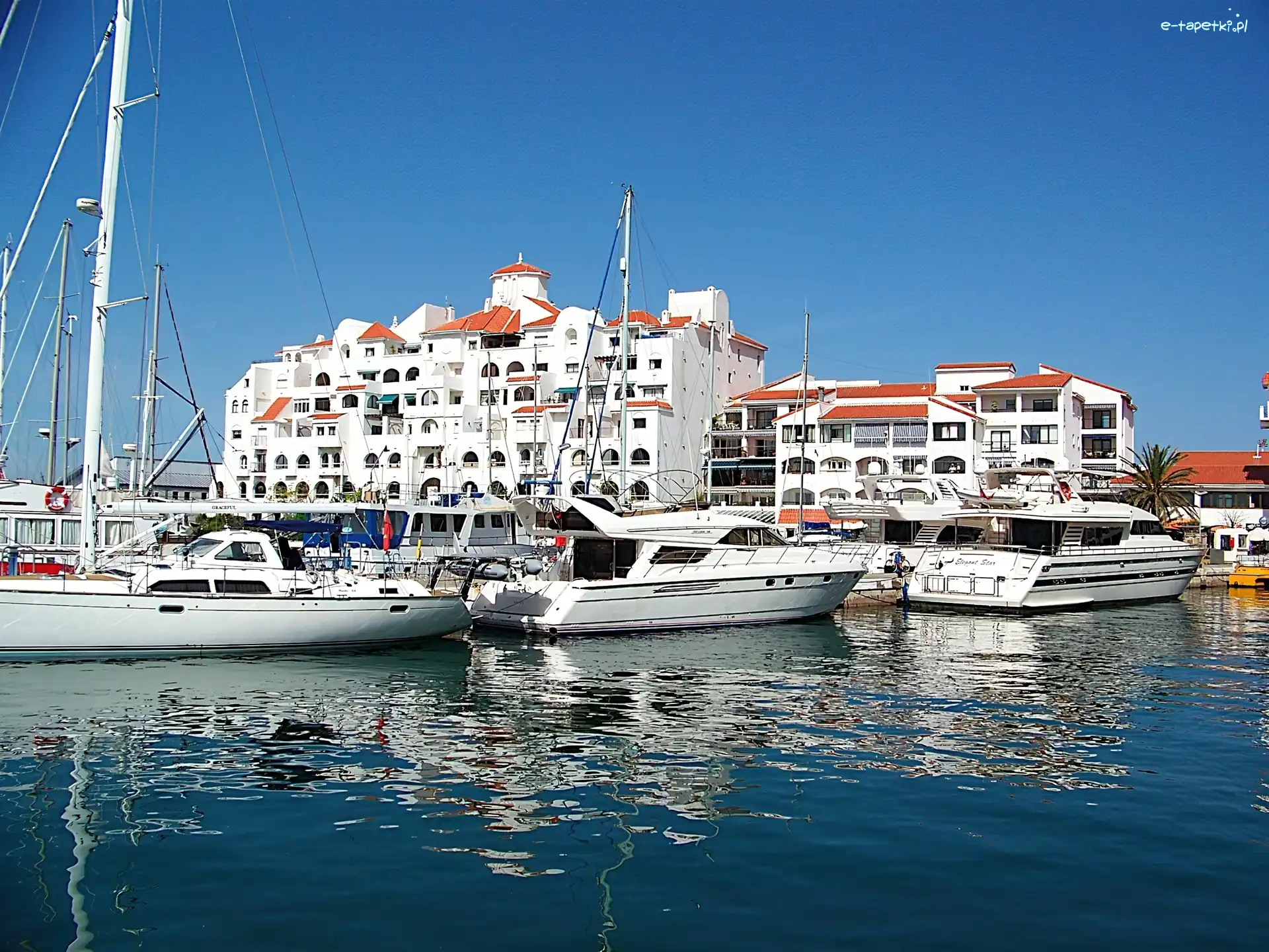 Jachty, Gibraltar, Domy, Port