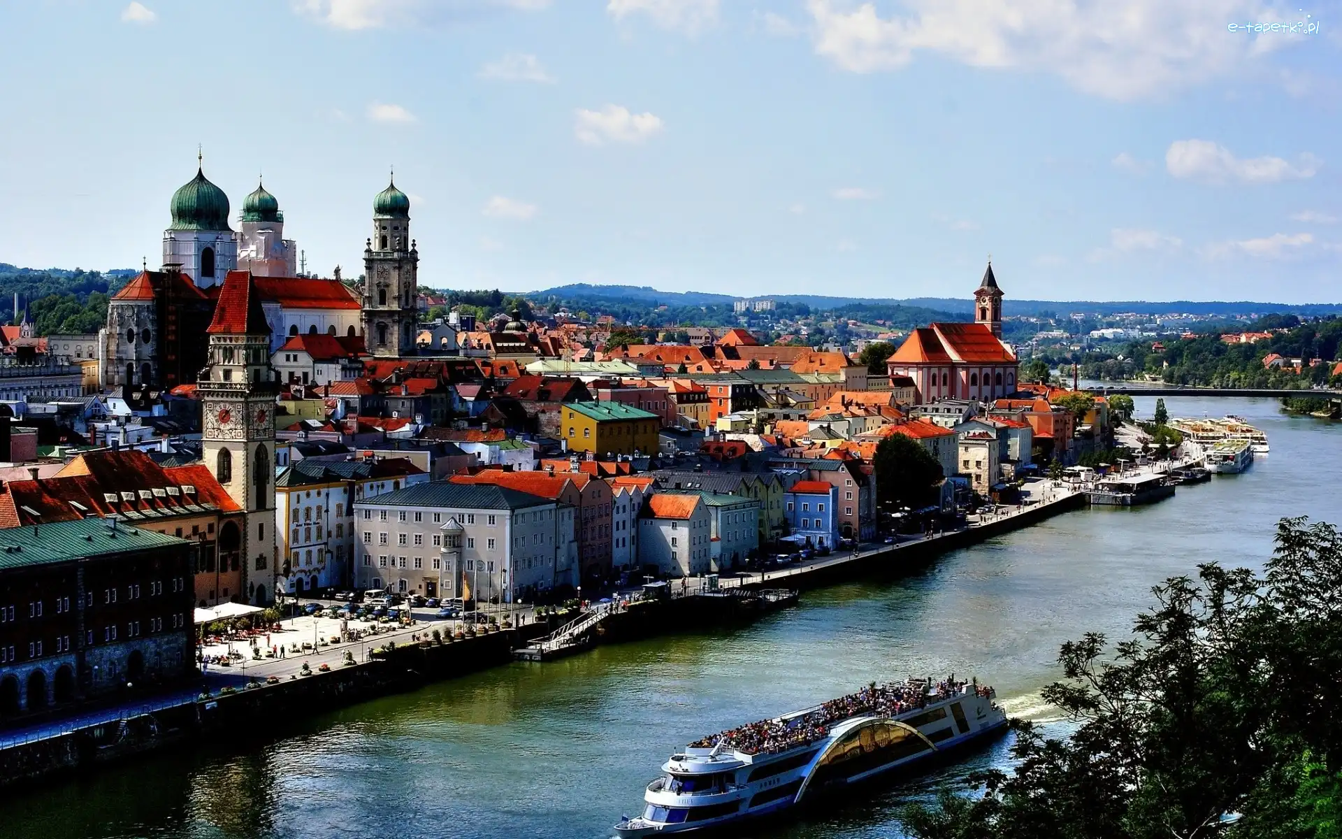 Rzeka Inn, Pasawa, Miasto, Niemcy, Bawaria