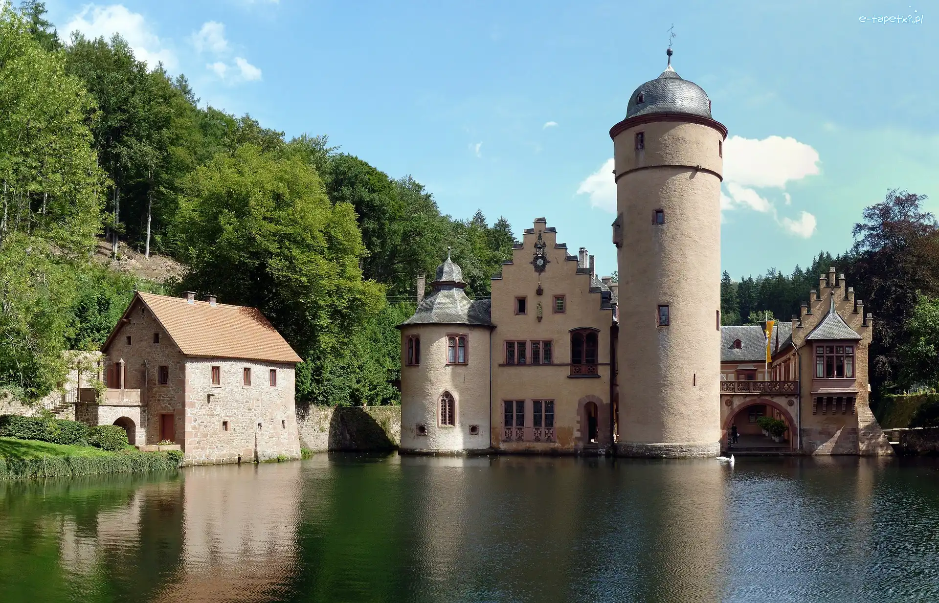 Bawaria, Zamek Mespelbrunn, Rzeka Elsava, Niemcy