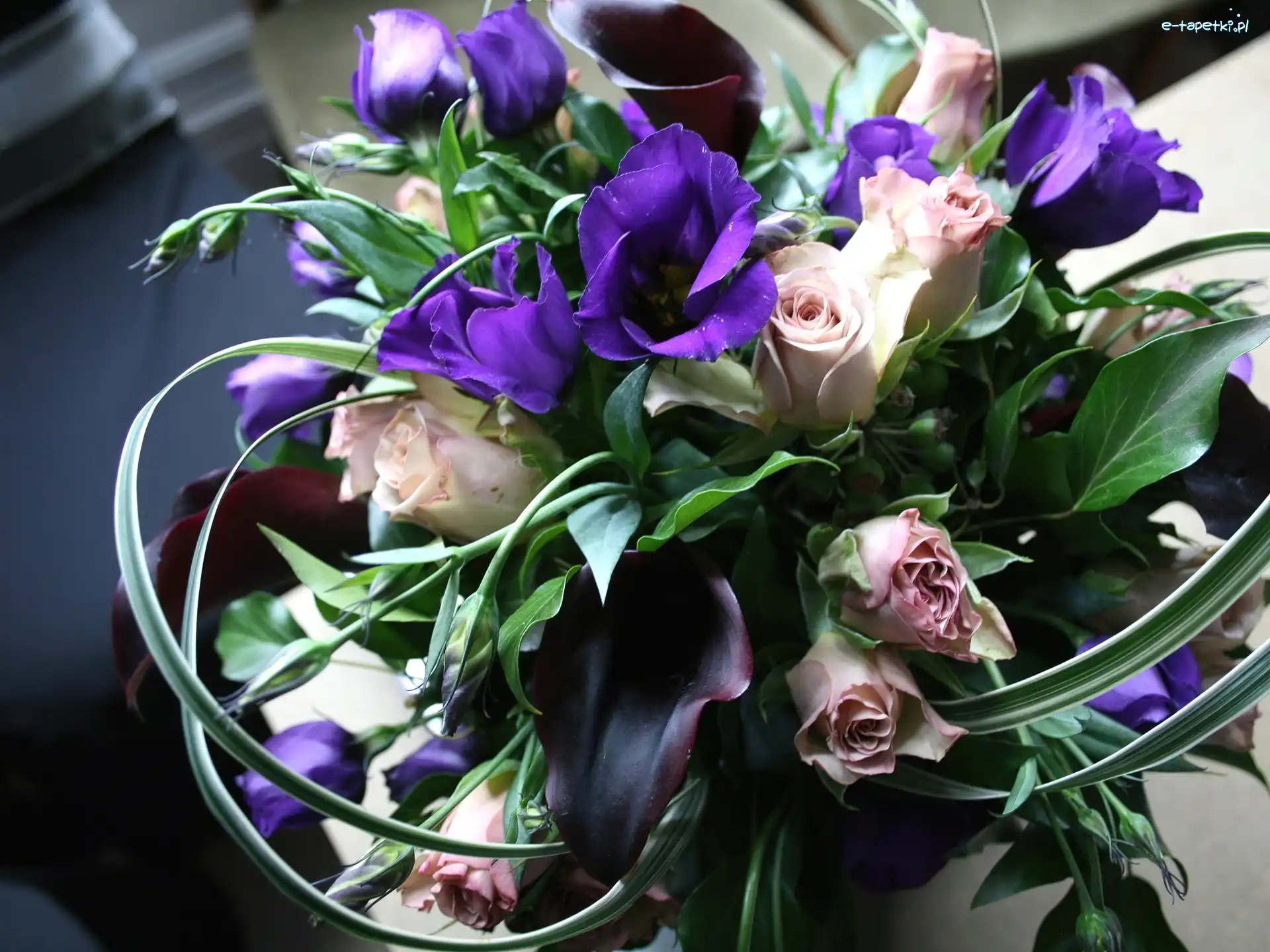 Bukiet, Róże, Eustoma, Kwiaty