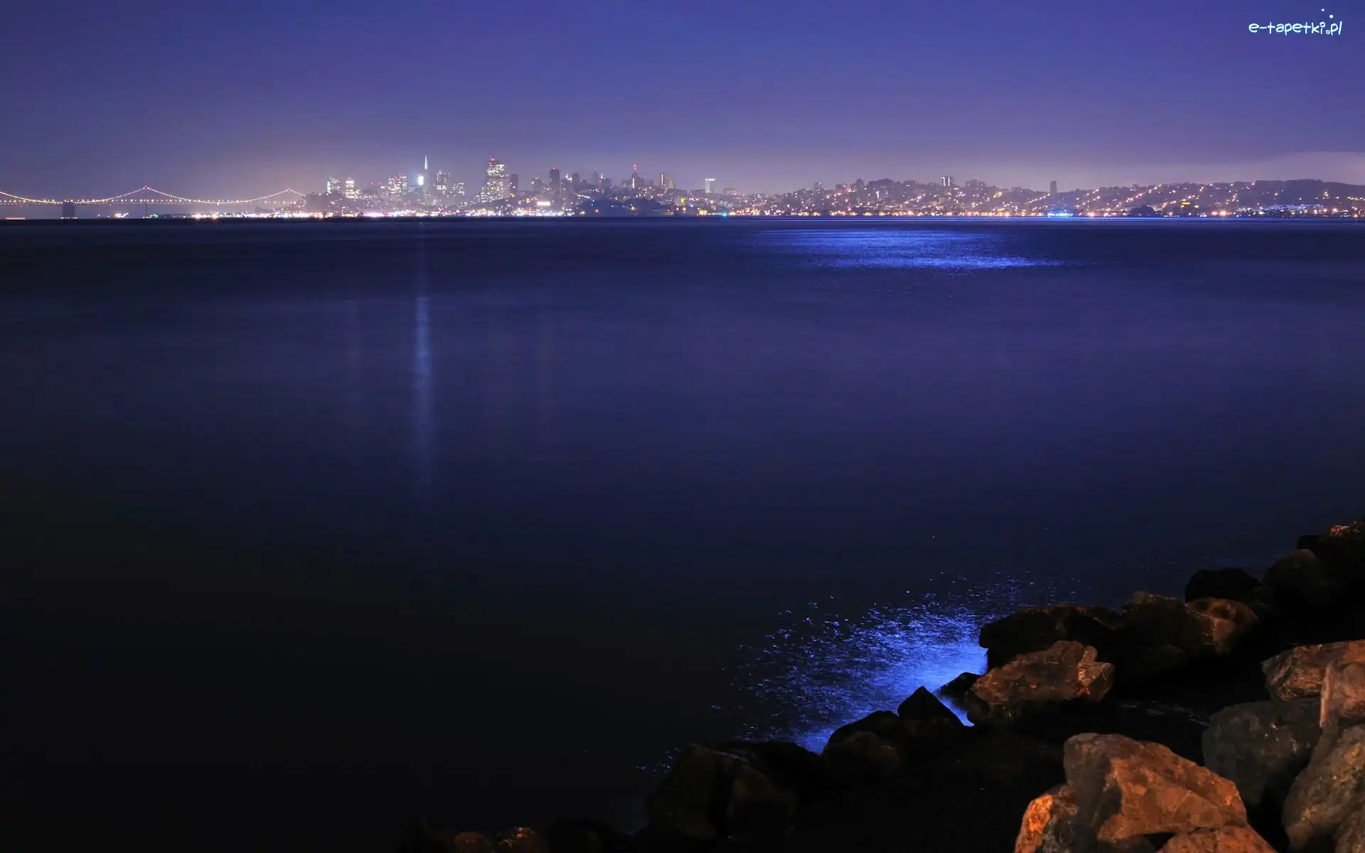Kamienie, San Francisco, Noc, Morze