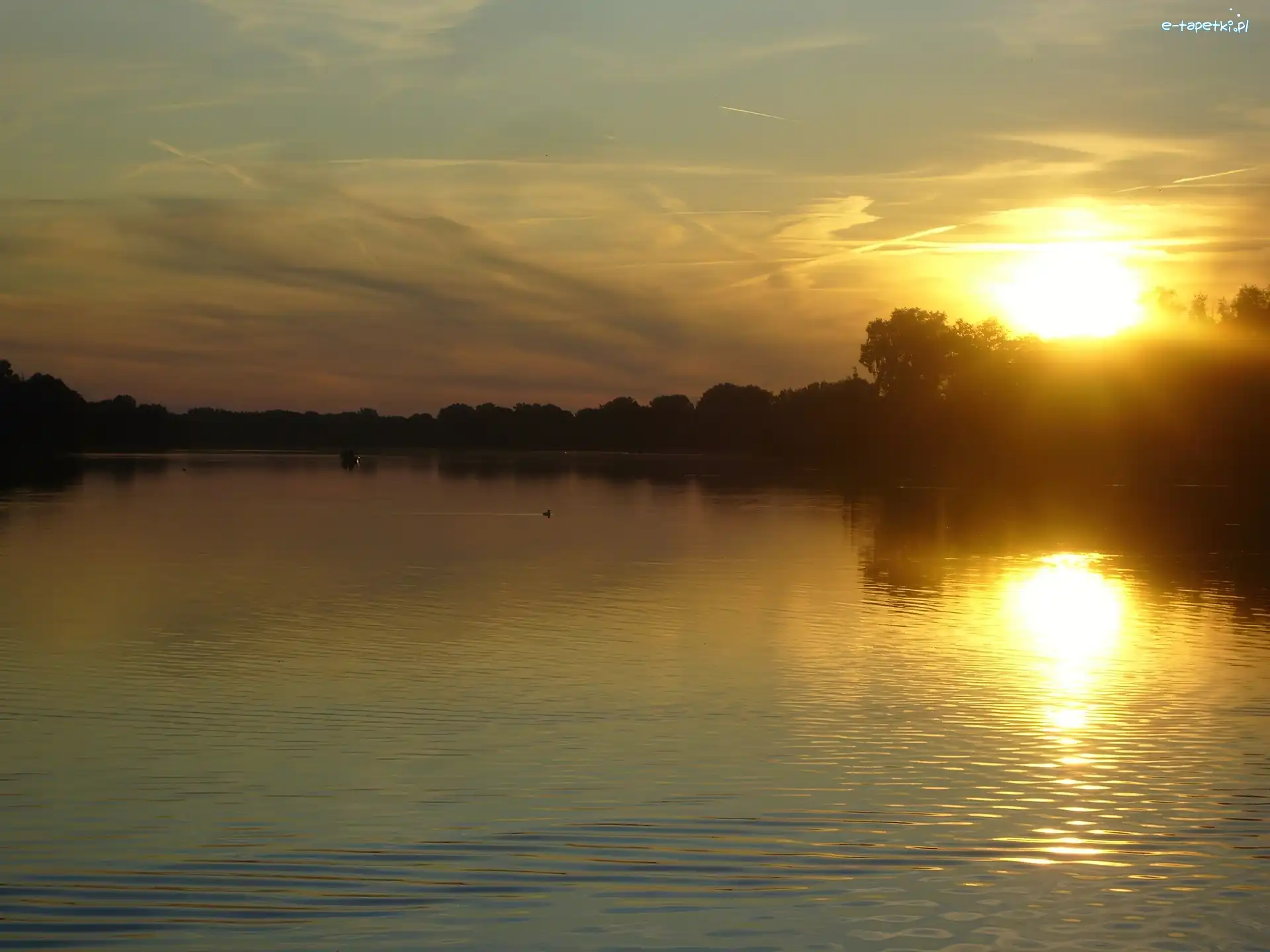 Słońca, Odbicie, Jezioro, Zachód