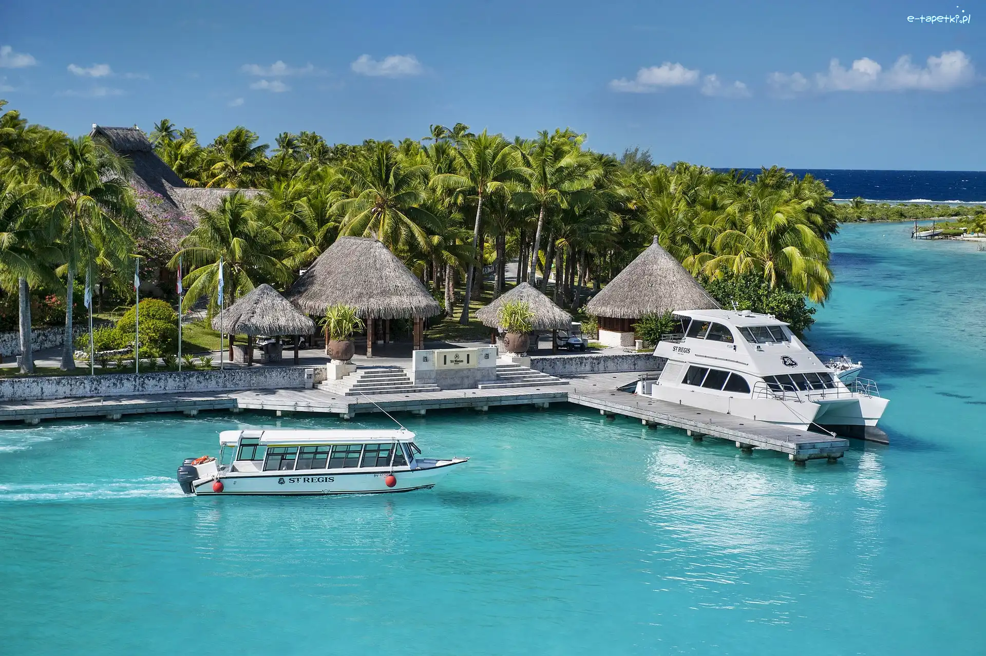 St Regis, Palmy, Kurort, Bora Bora, Łodzie, Ocean