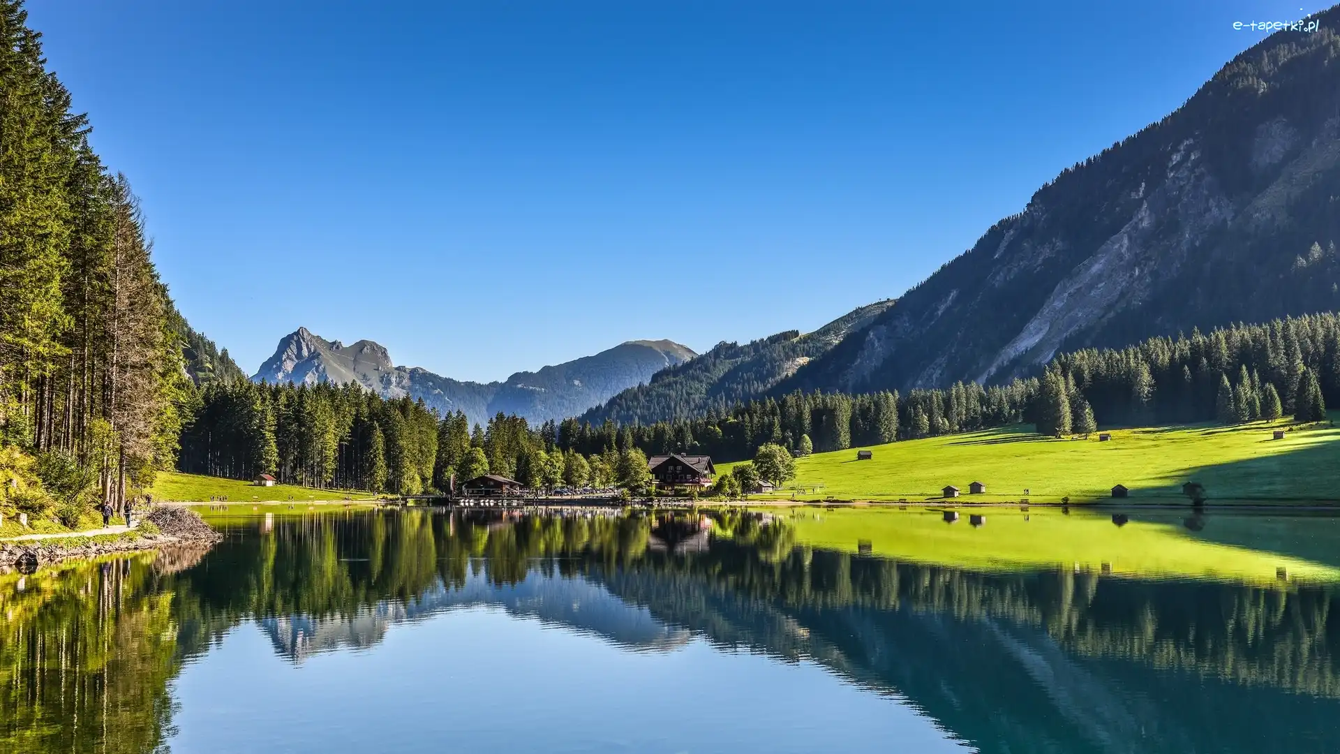 Góry, Lasy, Jezioro, Austria, Tyrol