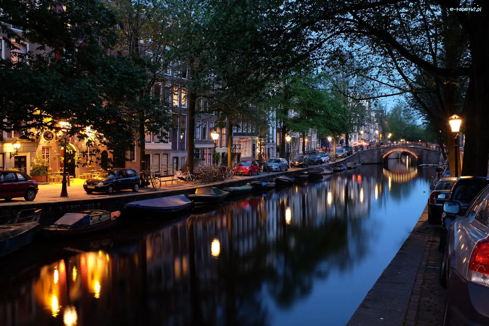Domy, Most, Kanał, Holandia, Amsterdam