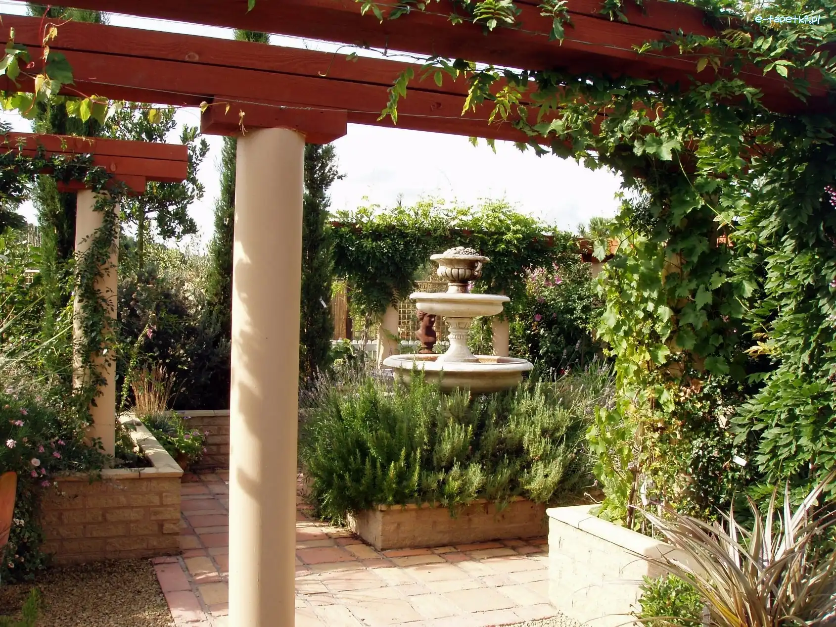 Włoski, Fontanna, Pergola, Ogród
