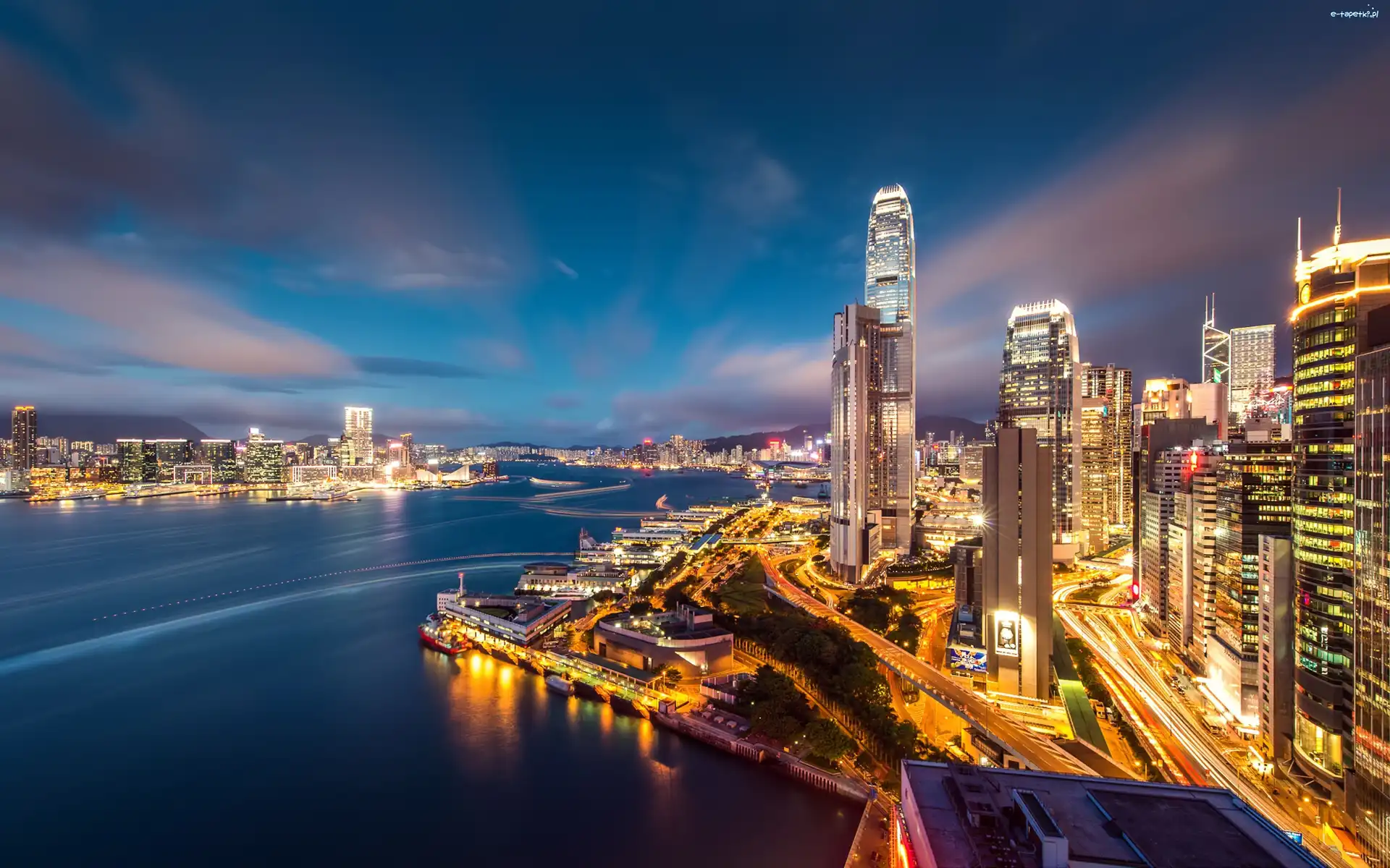 Drapacze, Wieczór, Chmur, Hong Kong