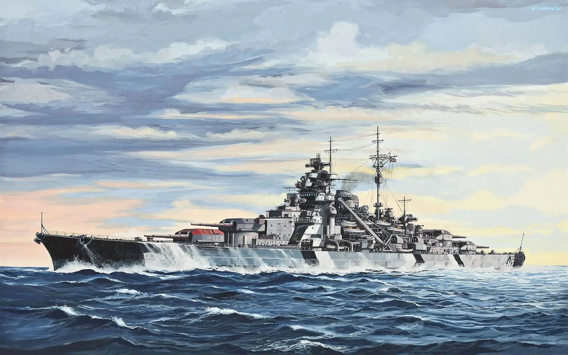 Morze, Wojna, Statek, Ocean, Bismarck, Okręt Wojenny