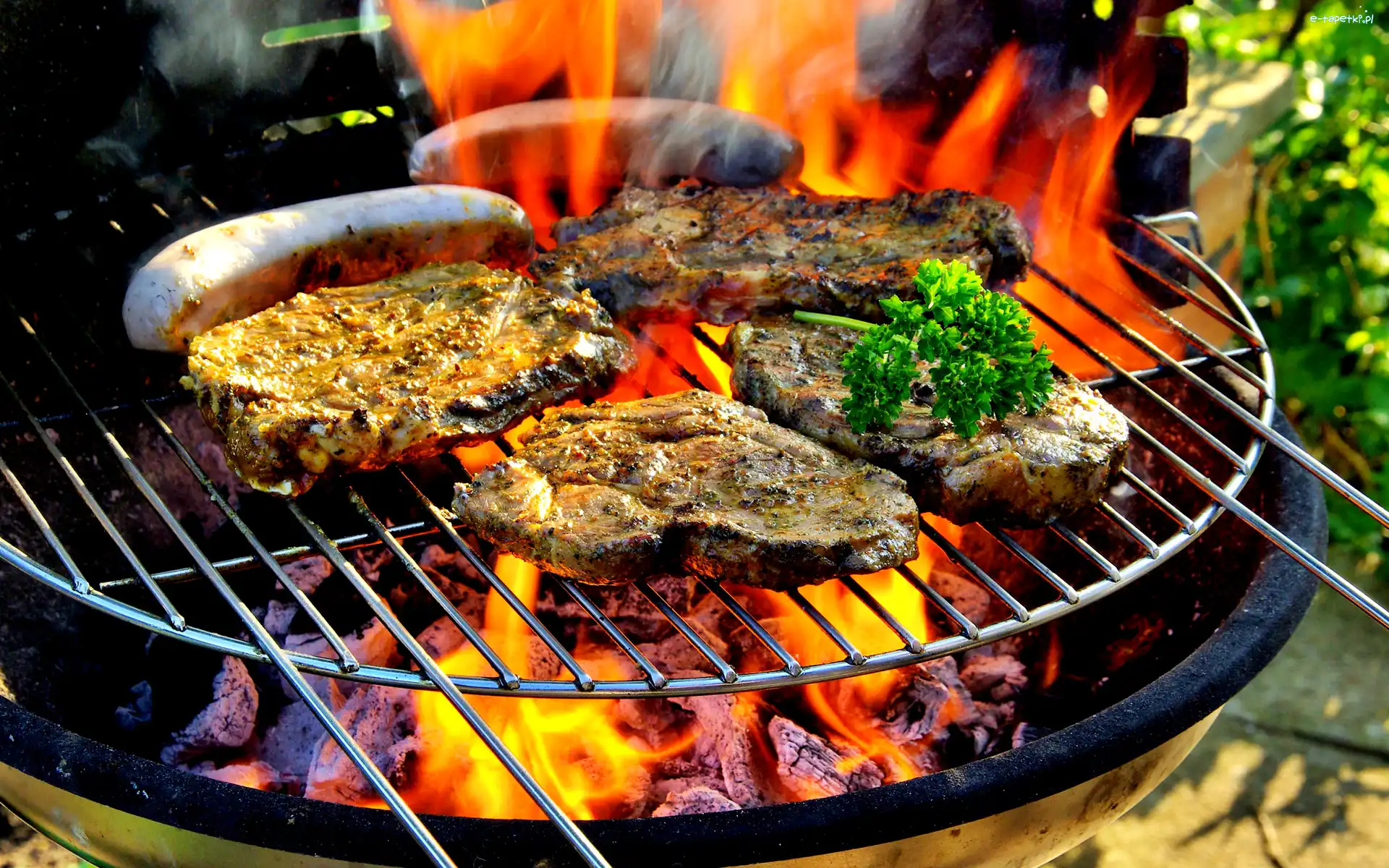 Ogień, Mięso, Kiełbaski, Grill