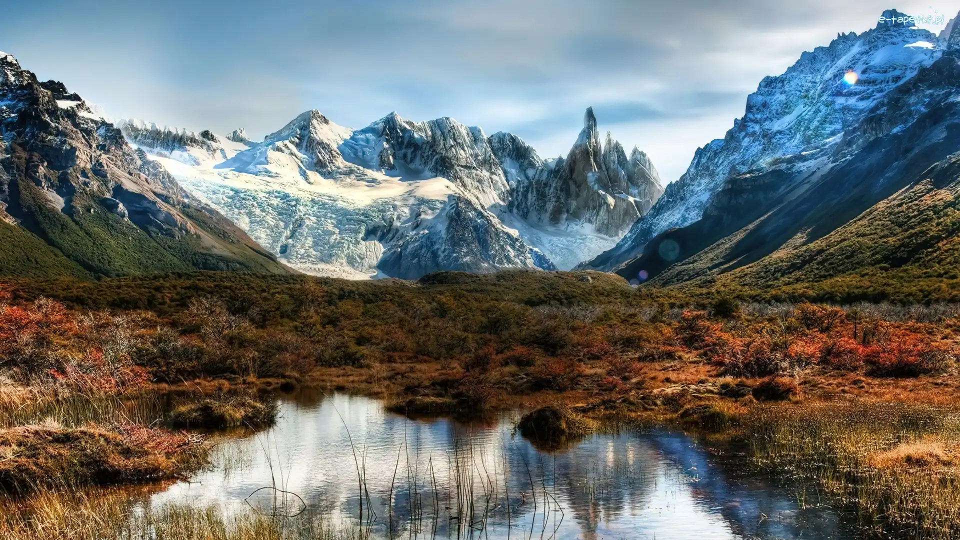 Góry, Trawy, Woda, Argentyna, Patagonia