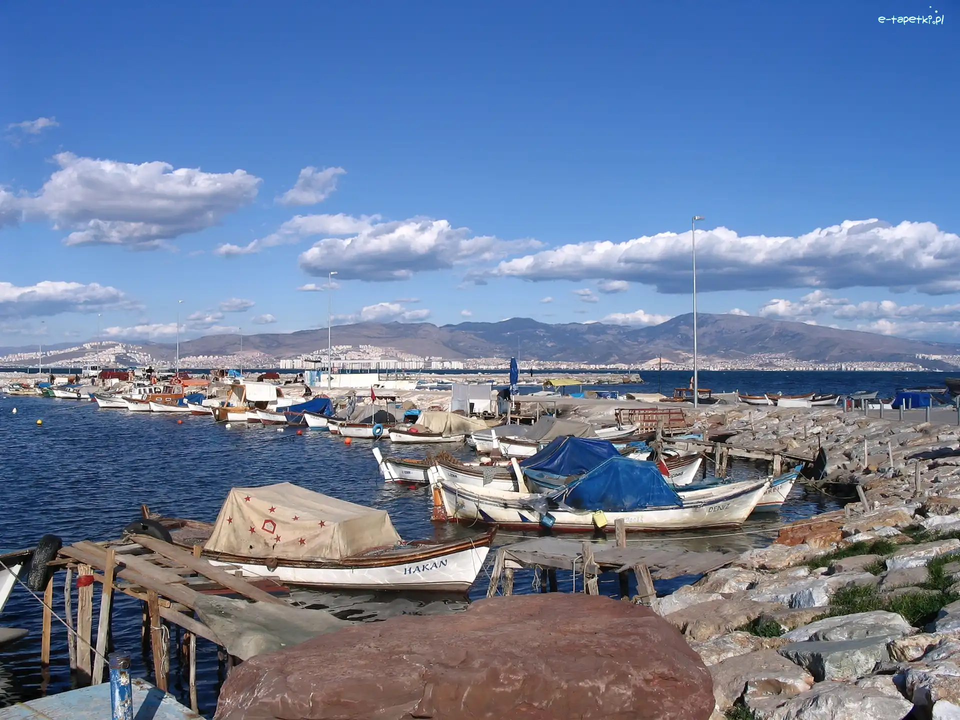 Port, Chmurki, Łodzie, Morze