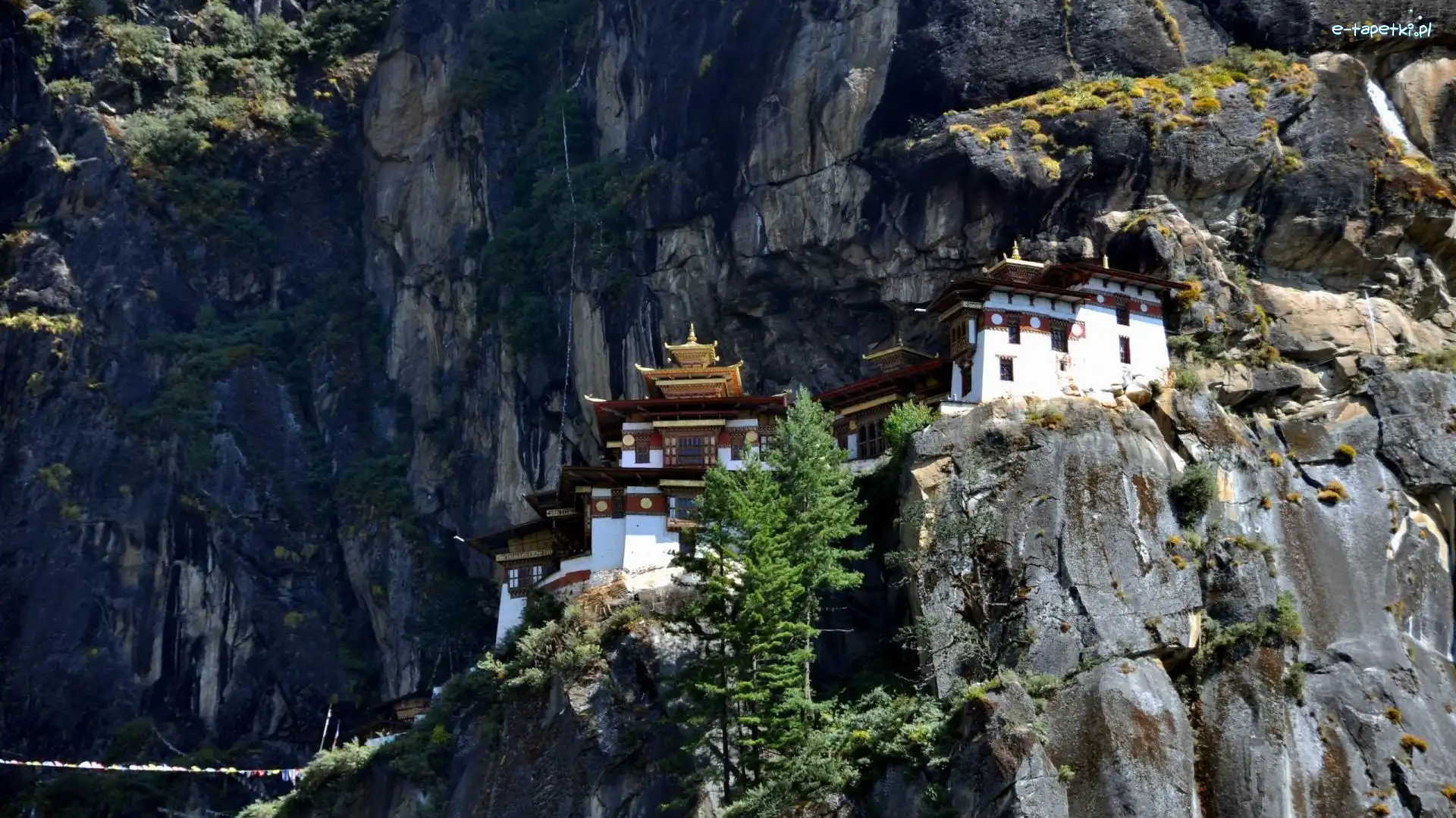 Świątynia, Skały, Paro Taktsang, Azja, Bhutan
