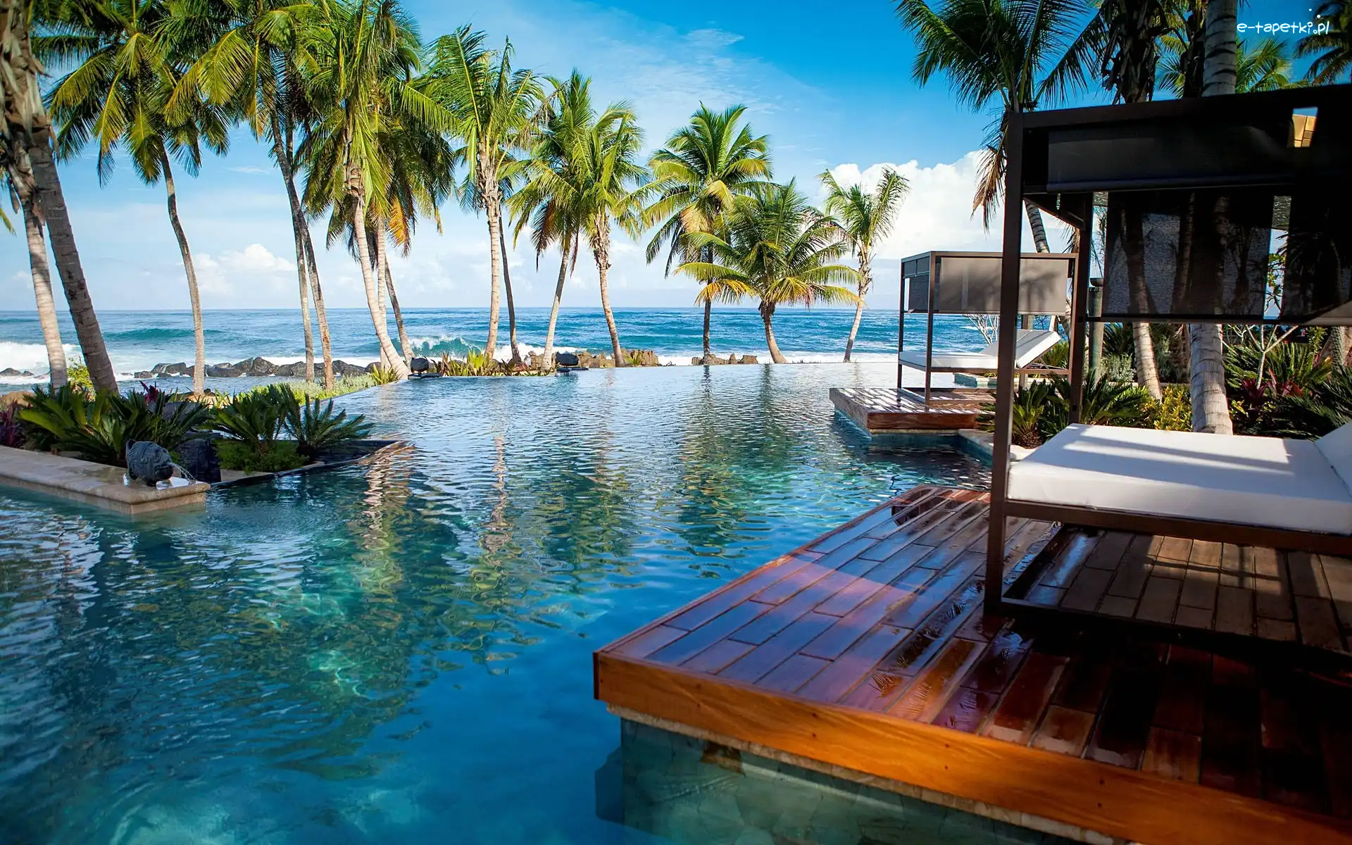 Hotel, Basen, Taras, Indonezja, Ocean