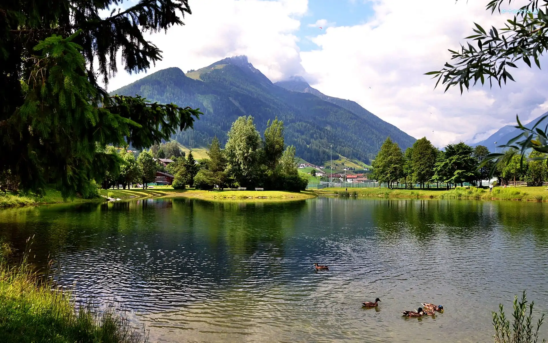 Góry, Austria, Alpy, Jezioro