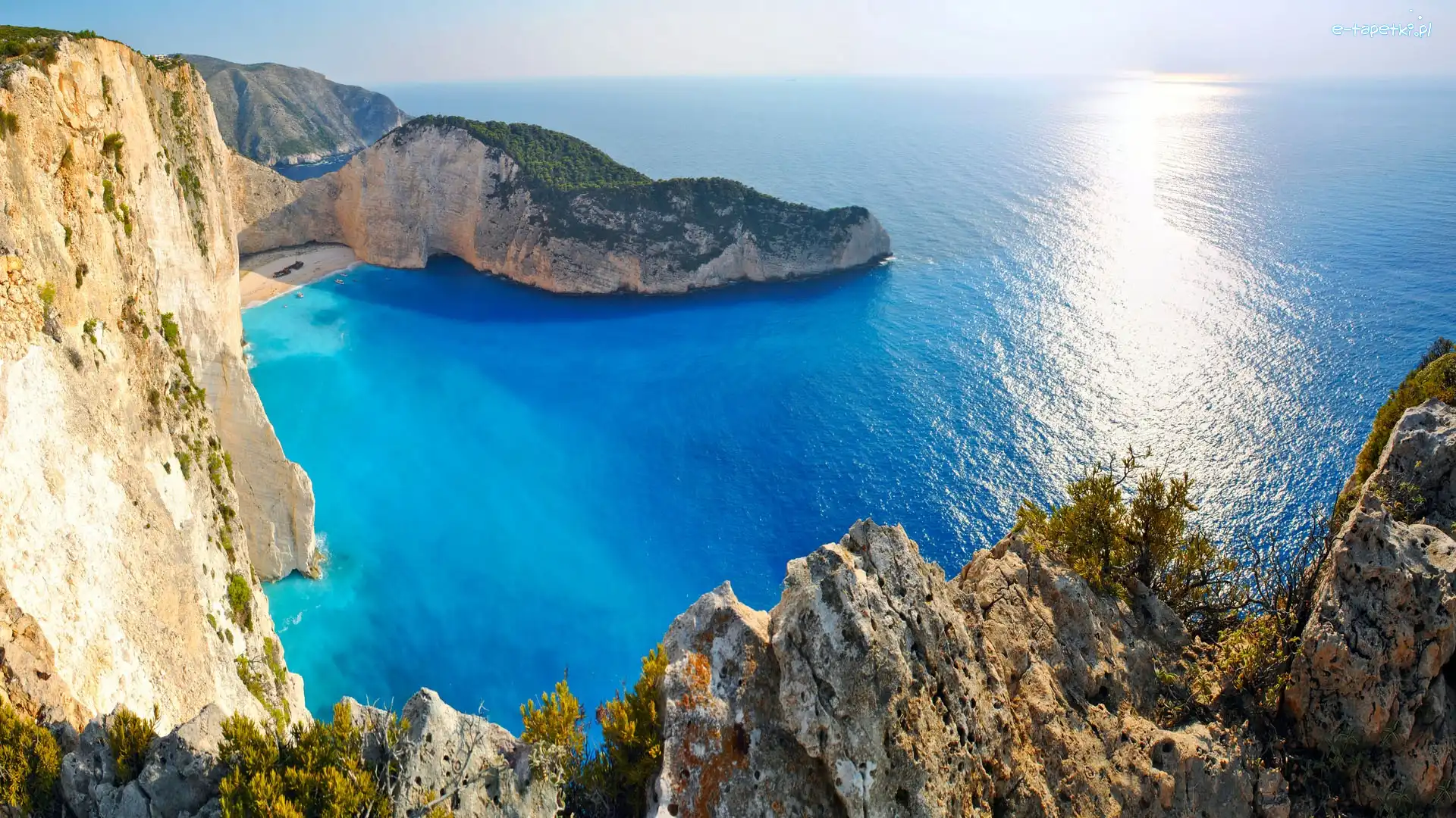 Zakynthos, Skały, Plaża, Grecja, Zatoka, Morze