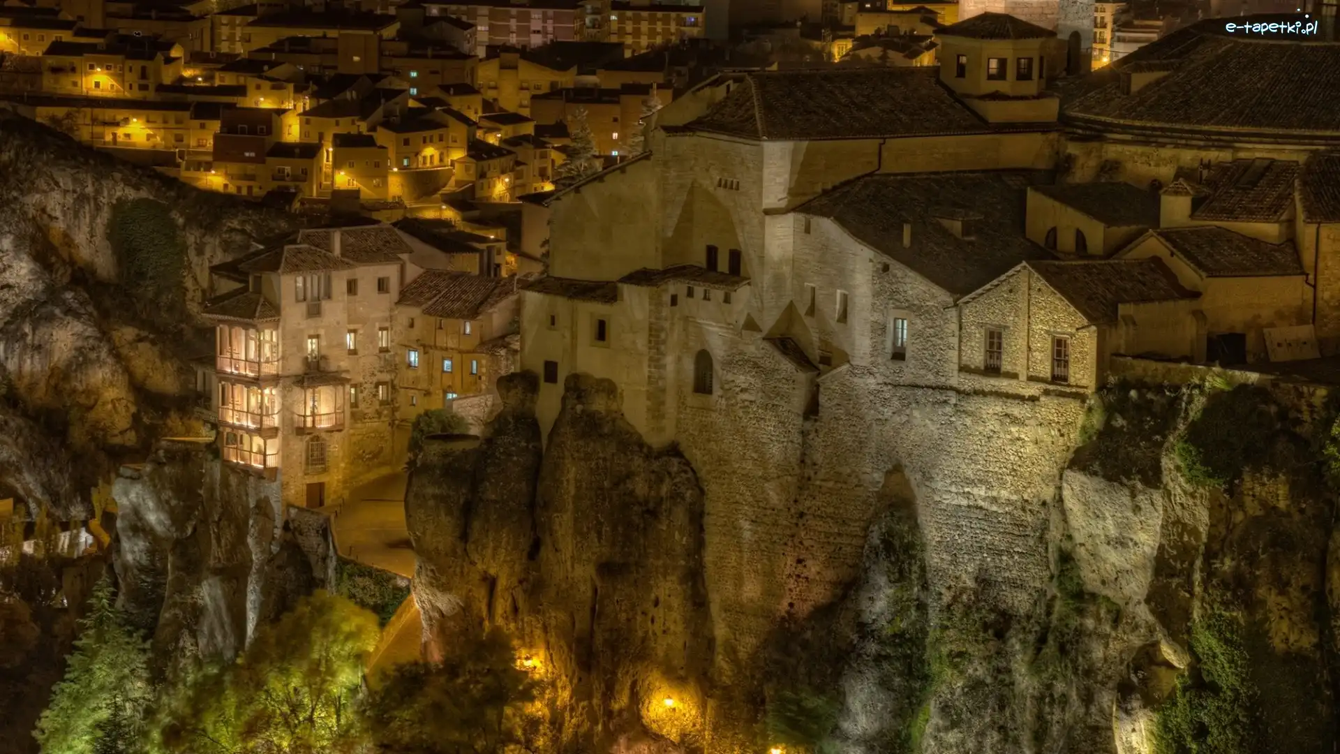 Hiszpania, Skały, Domy, Miasto Cuenca