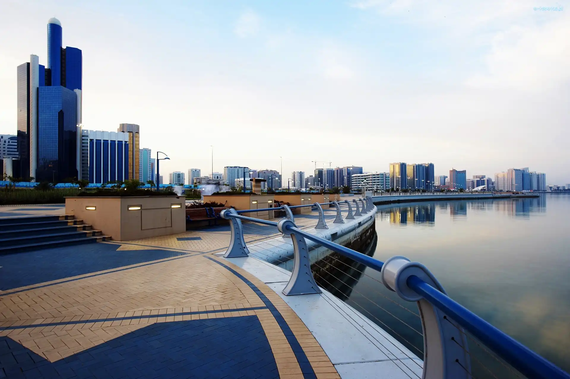 Morze, Panorama, Nabrzeże, Dhabi, Abu