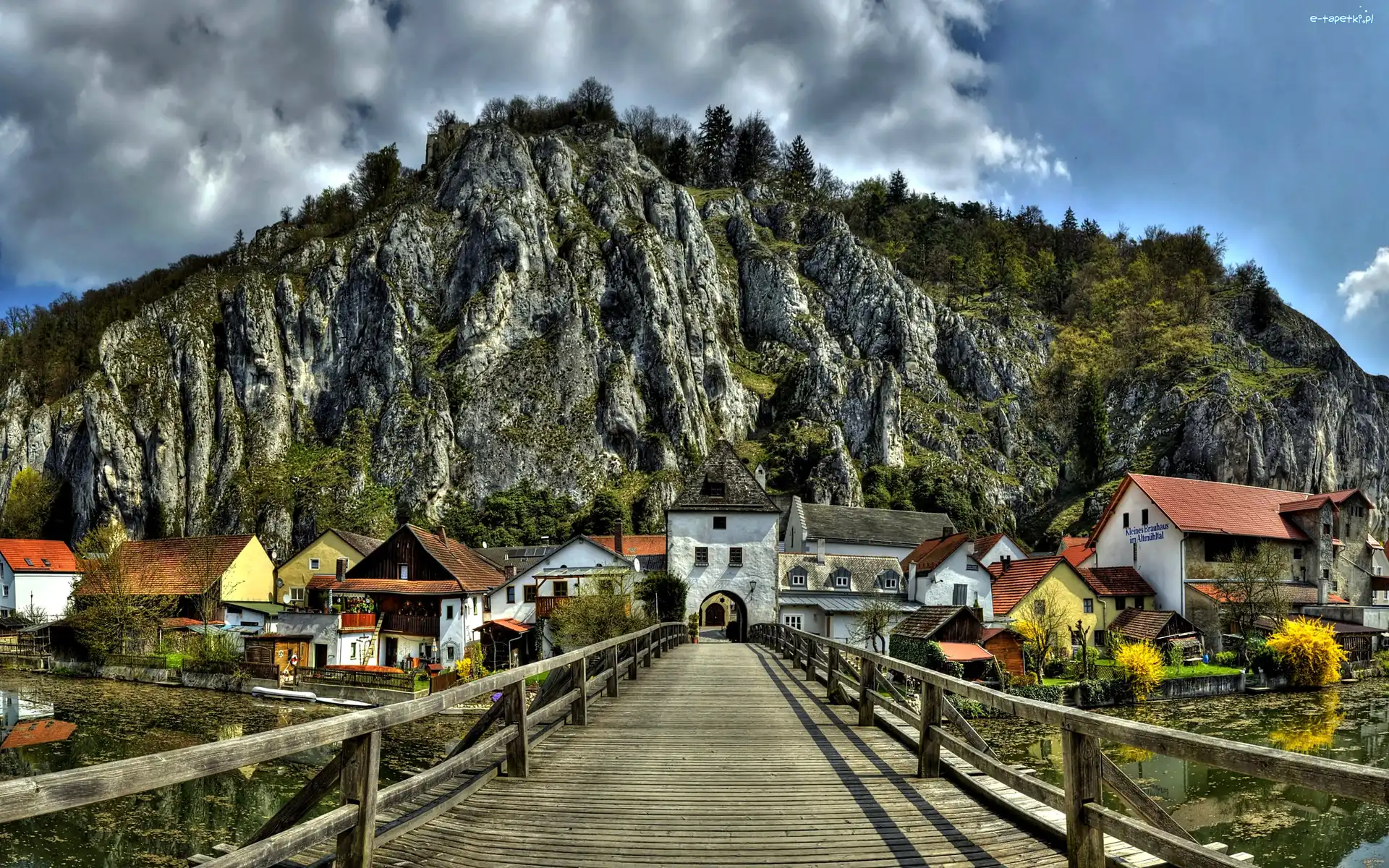 Niemcy, Rzeka, Drewniany, Zabudowania, Góry, Bawaria, Most