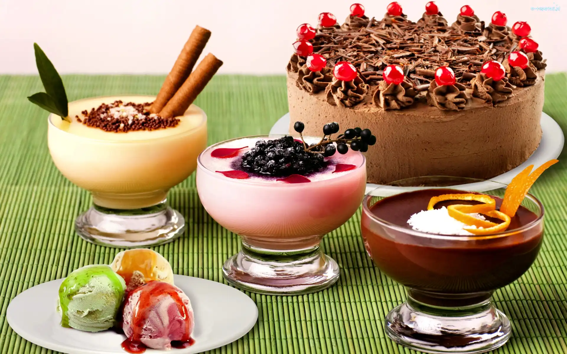 Kolorowe, Lody, Desery, Tort