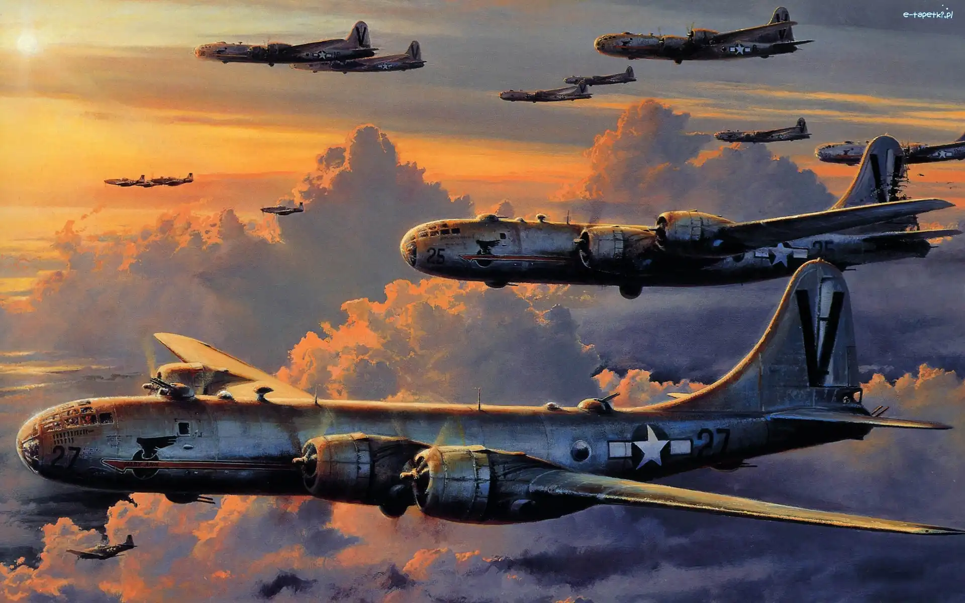B-29, Chmury, Niebo, Bombowce