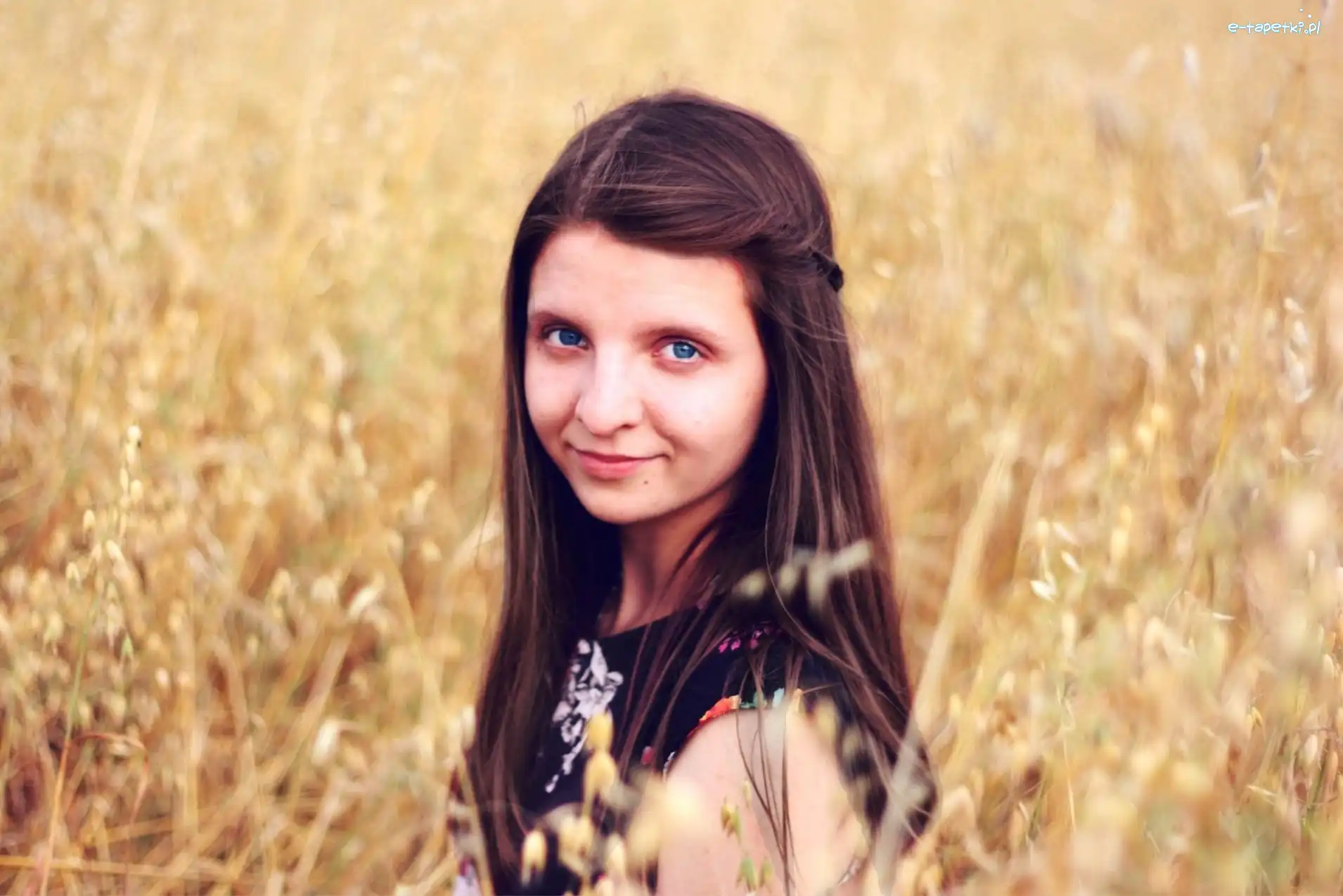 Brunetka, Oczy, Niebieskie, Kobieta