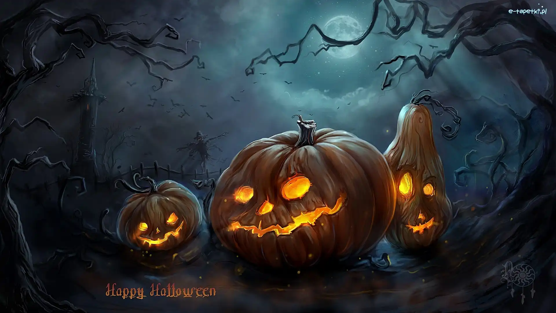 Straszne, Grafika, Dynie, Halloween