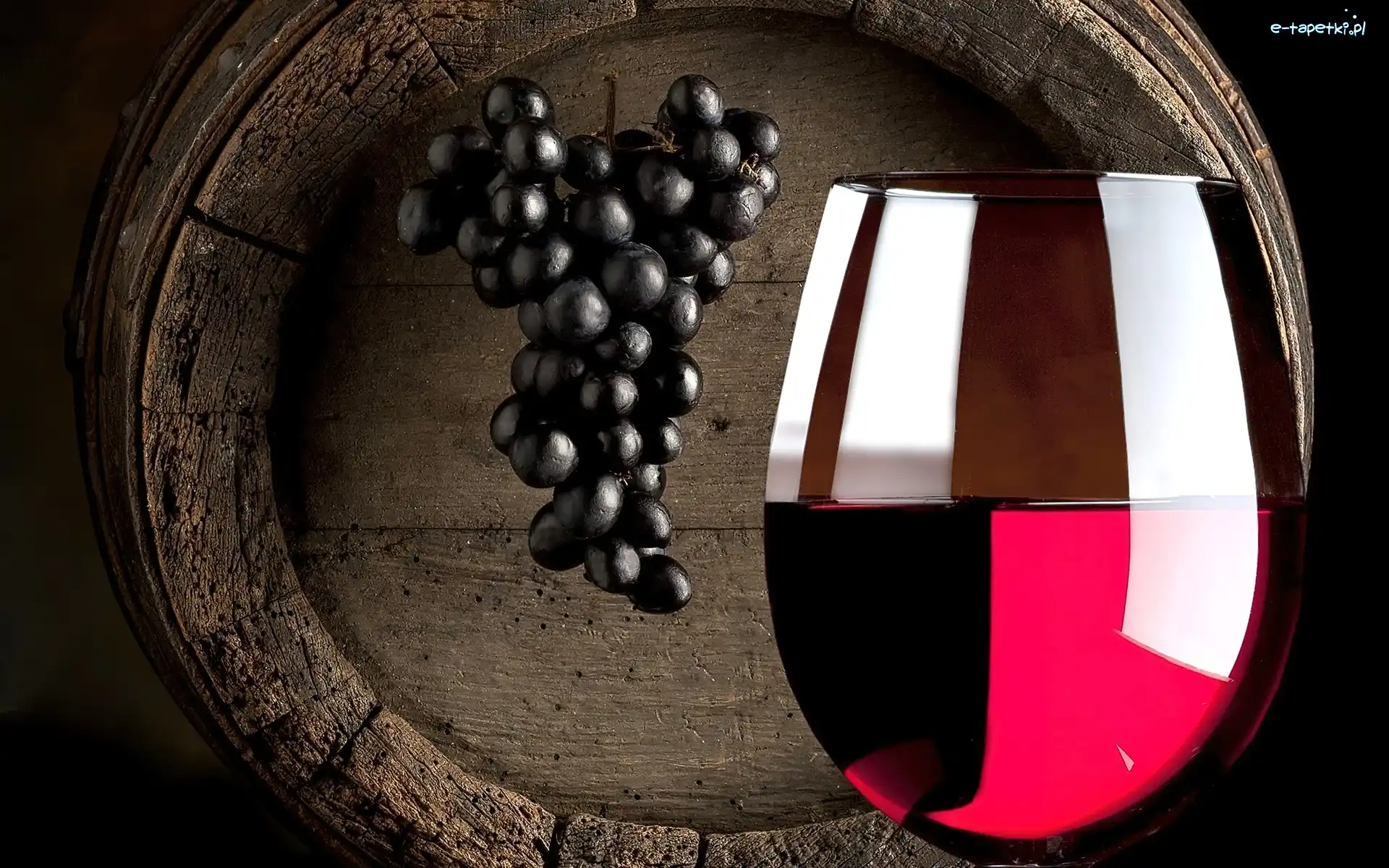 Kieliszek, Winogrona, Wino, Beczka