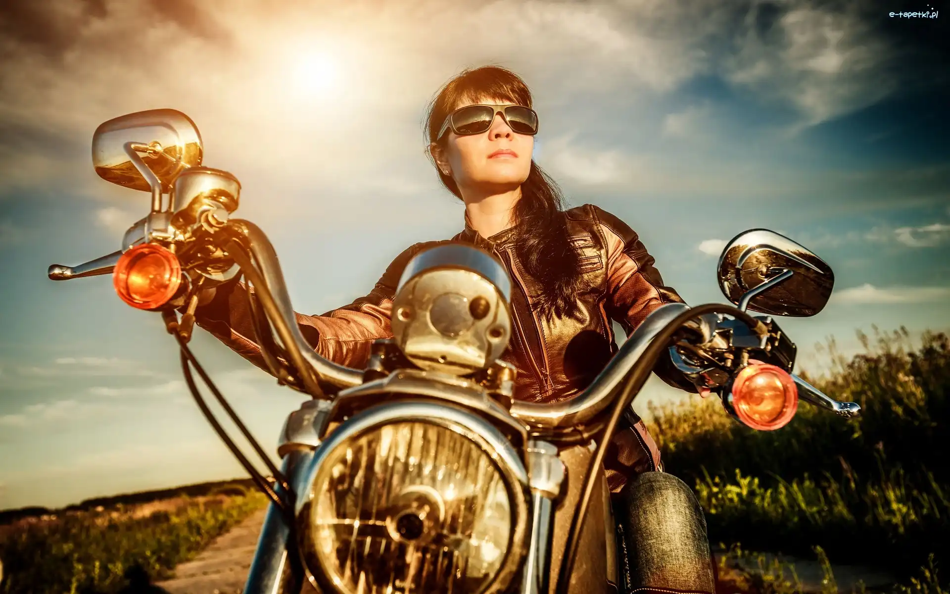 Dziewczyna, Retro, Motocykl, Pola, Droga