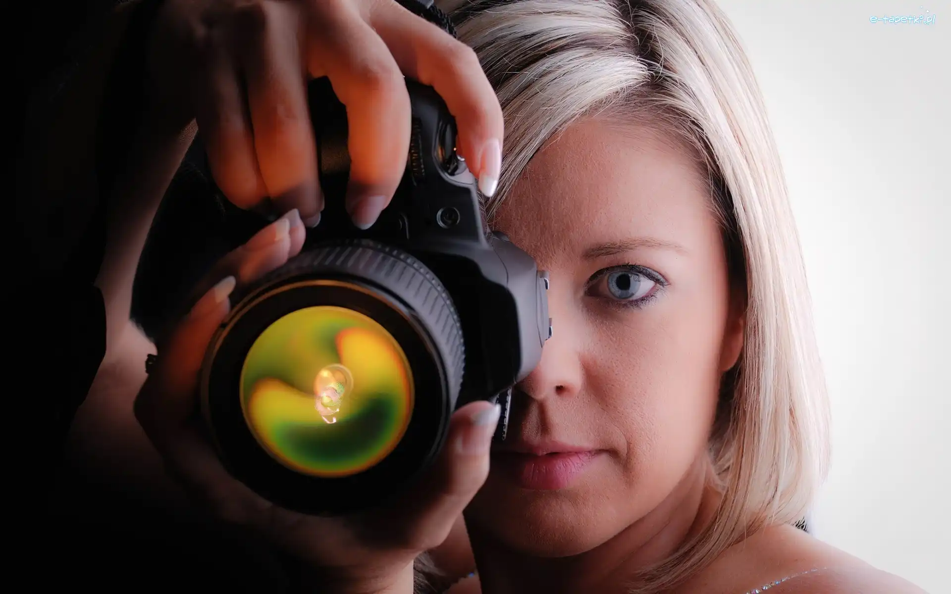 Blondynka, Fotograficzny, Aparat, Kobieta