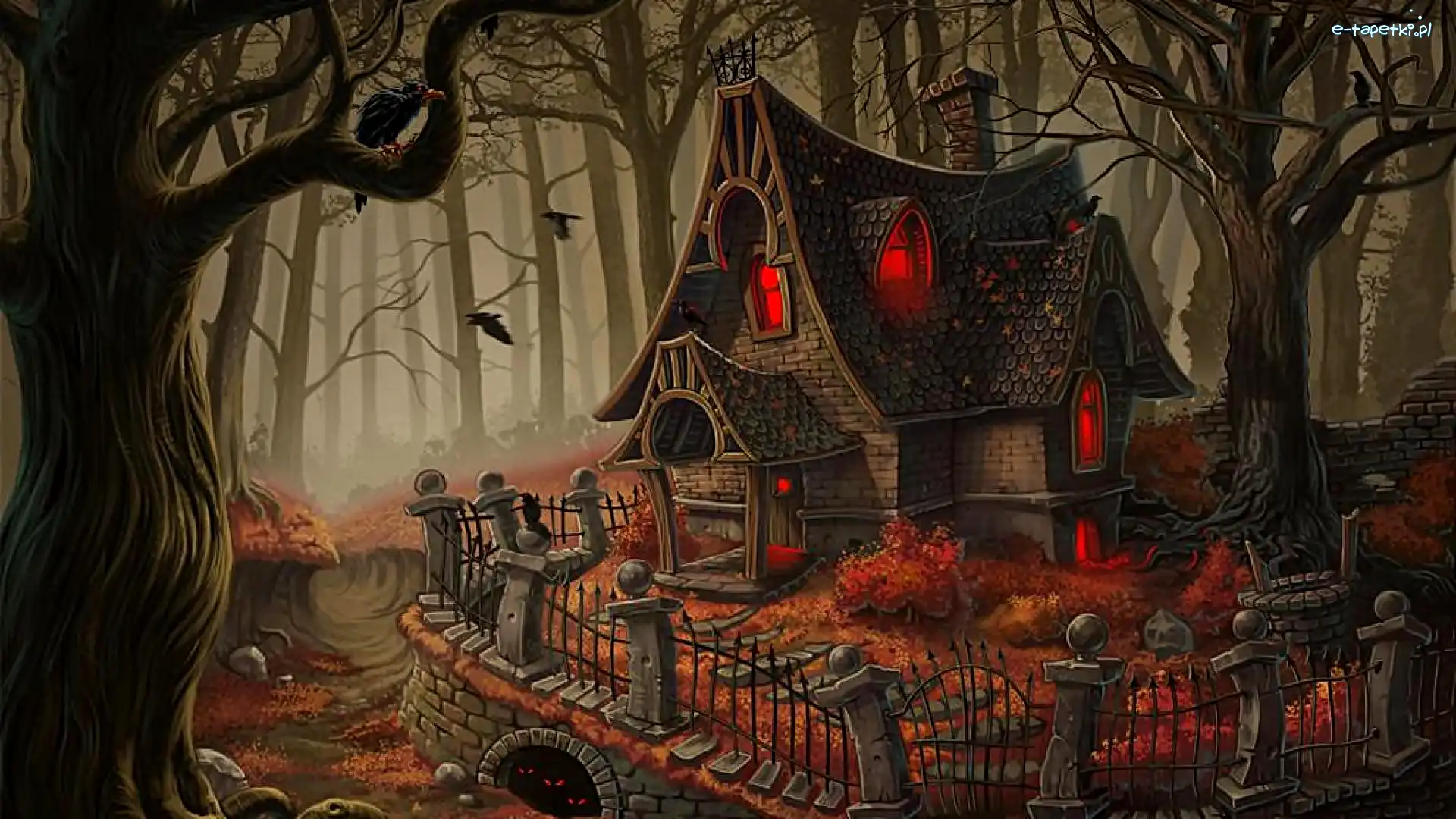 Ogrodzenie, Noc, Las, Domek