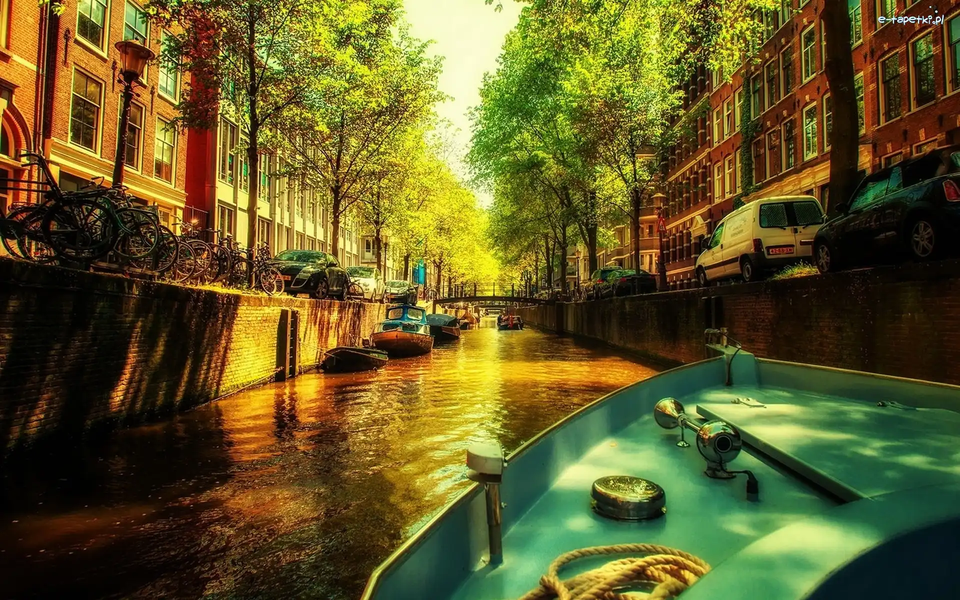 Kanał, Holandia, Łodzie, Amsterdam