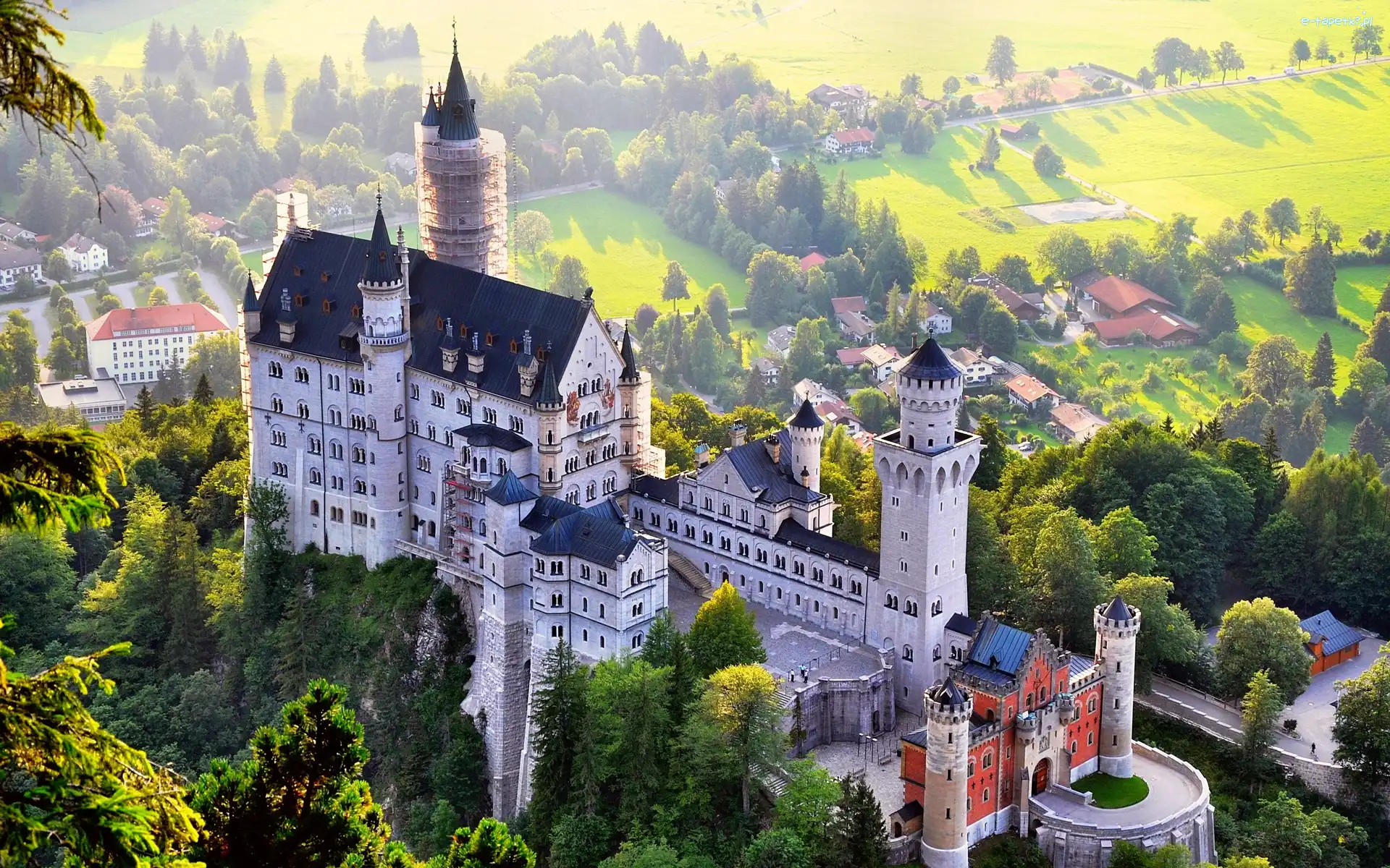 Panorama, Niemcy, Bawaria, Zamek Neuschwanstein