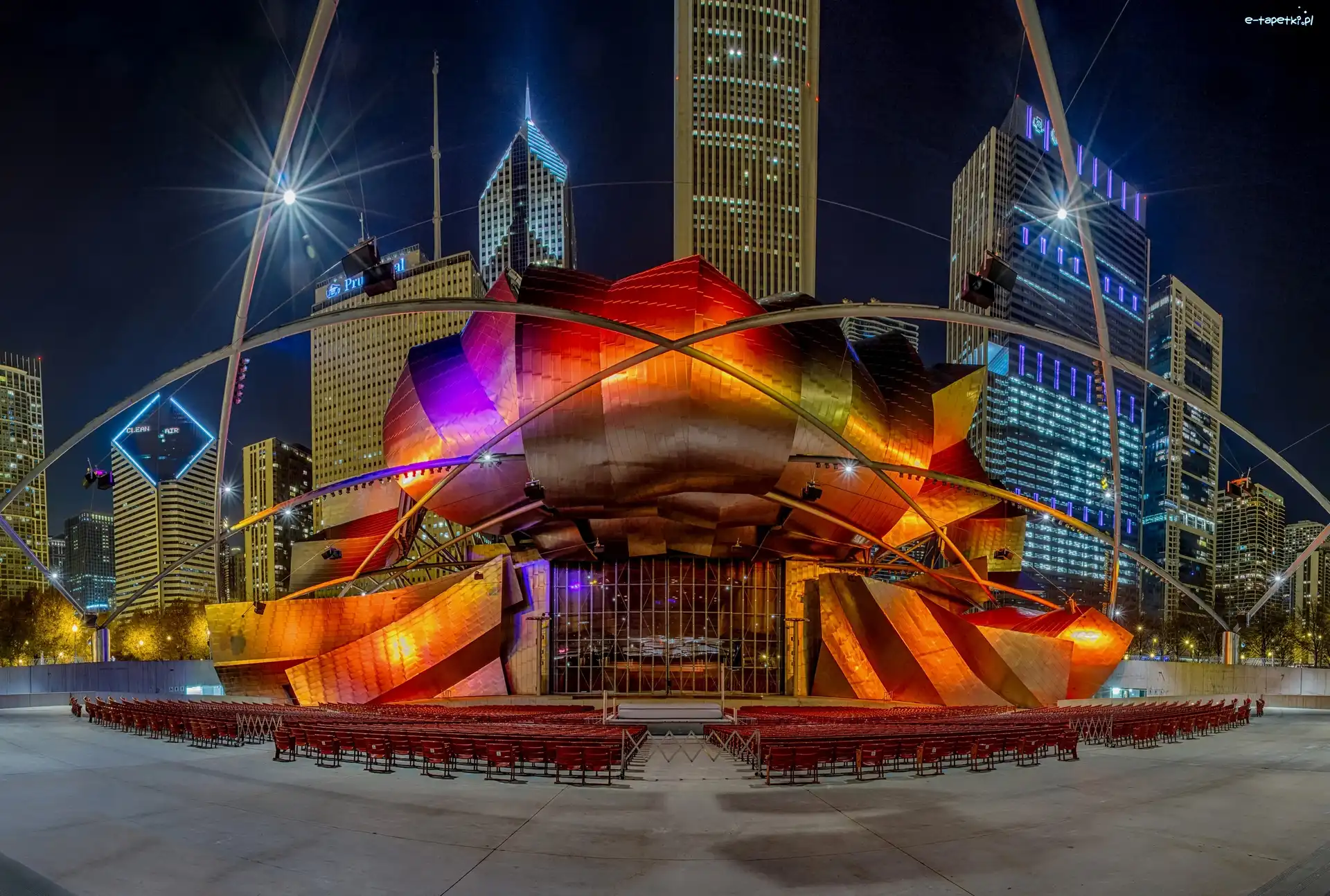 Pavilion, Noc, Chicago, Pritzker