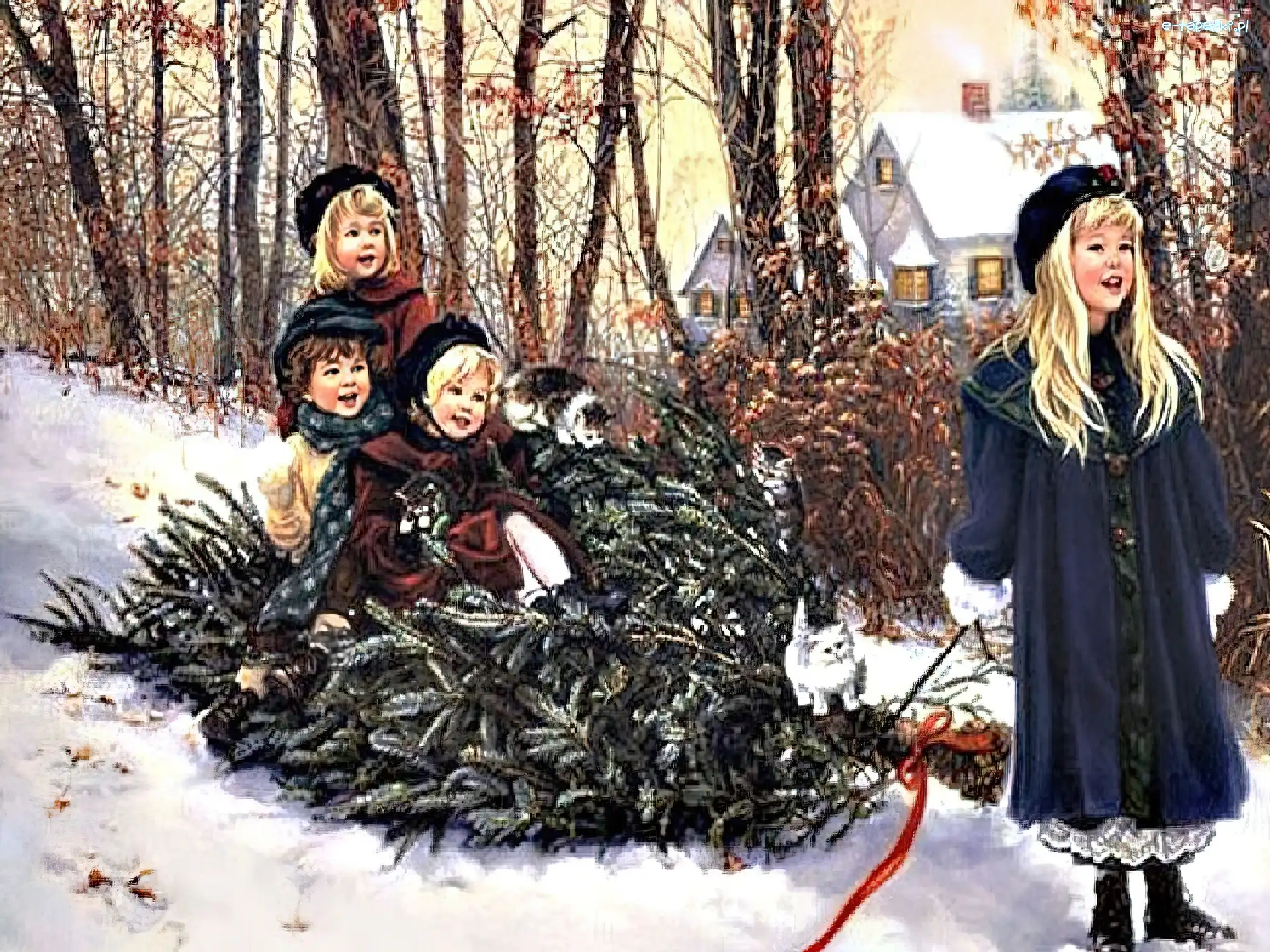 dzieci, choinka, Boże Narodzenie