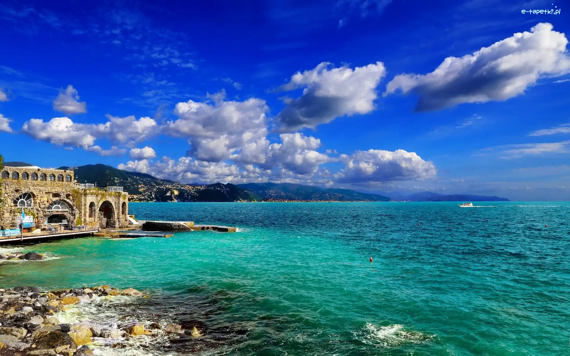 Portofino, Chmury, Morze, Włochy