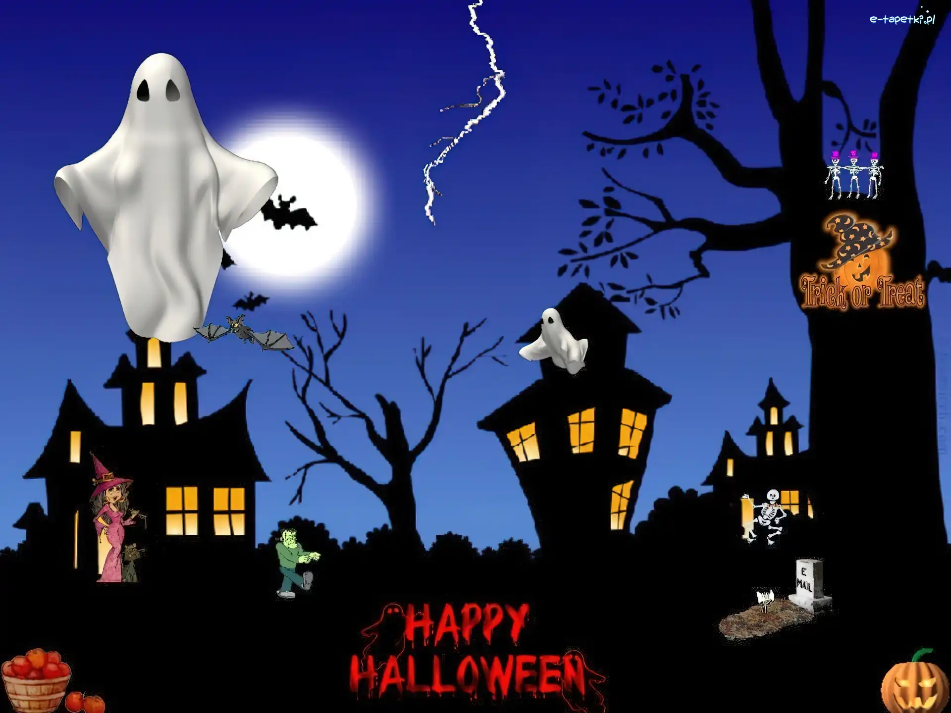 duchy, drzewa , Halloween