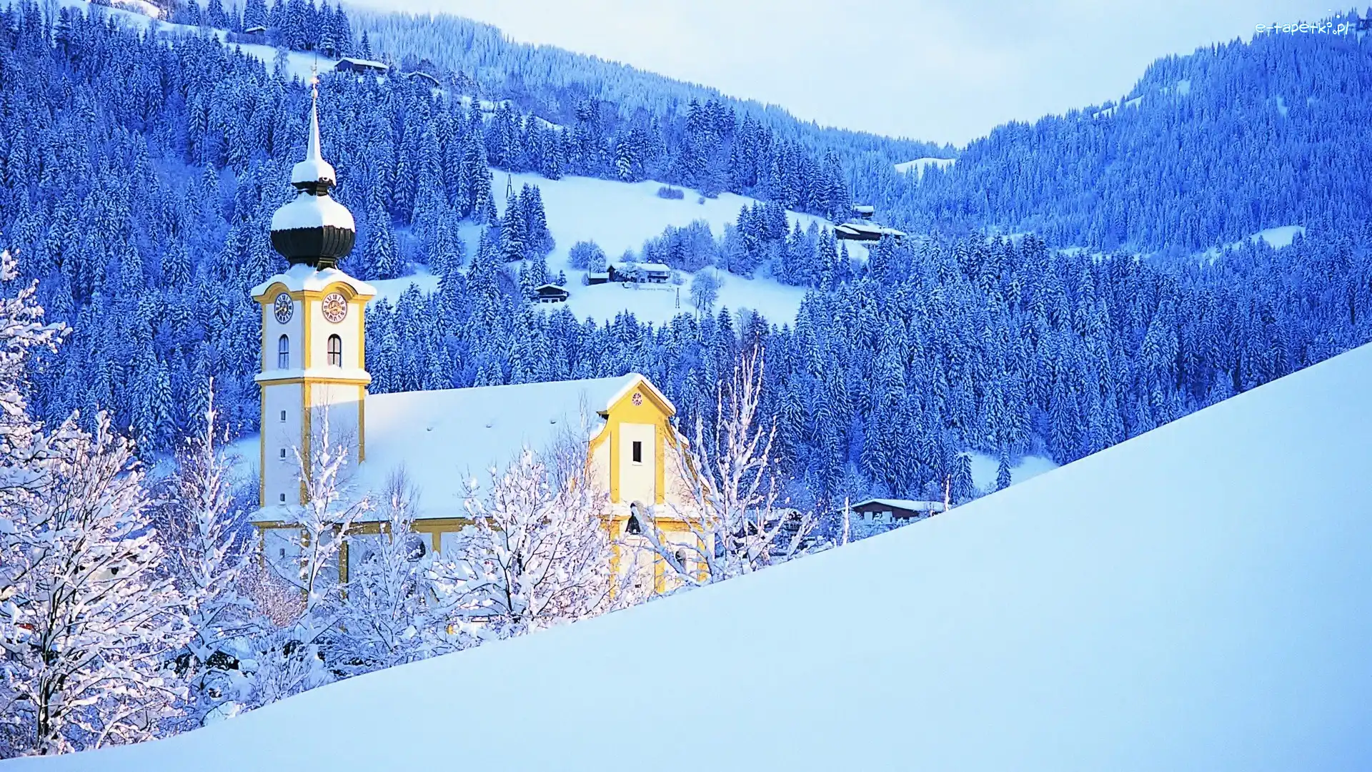 Śnieg, Las, Kościół