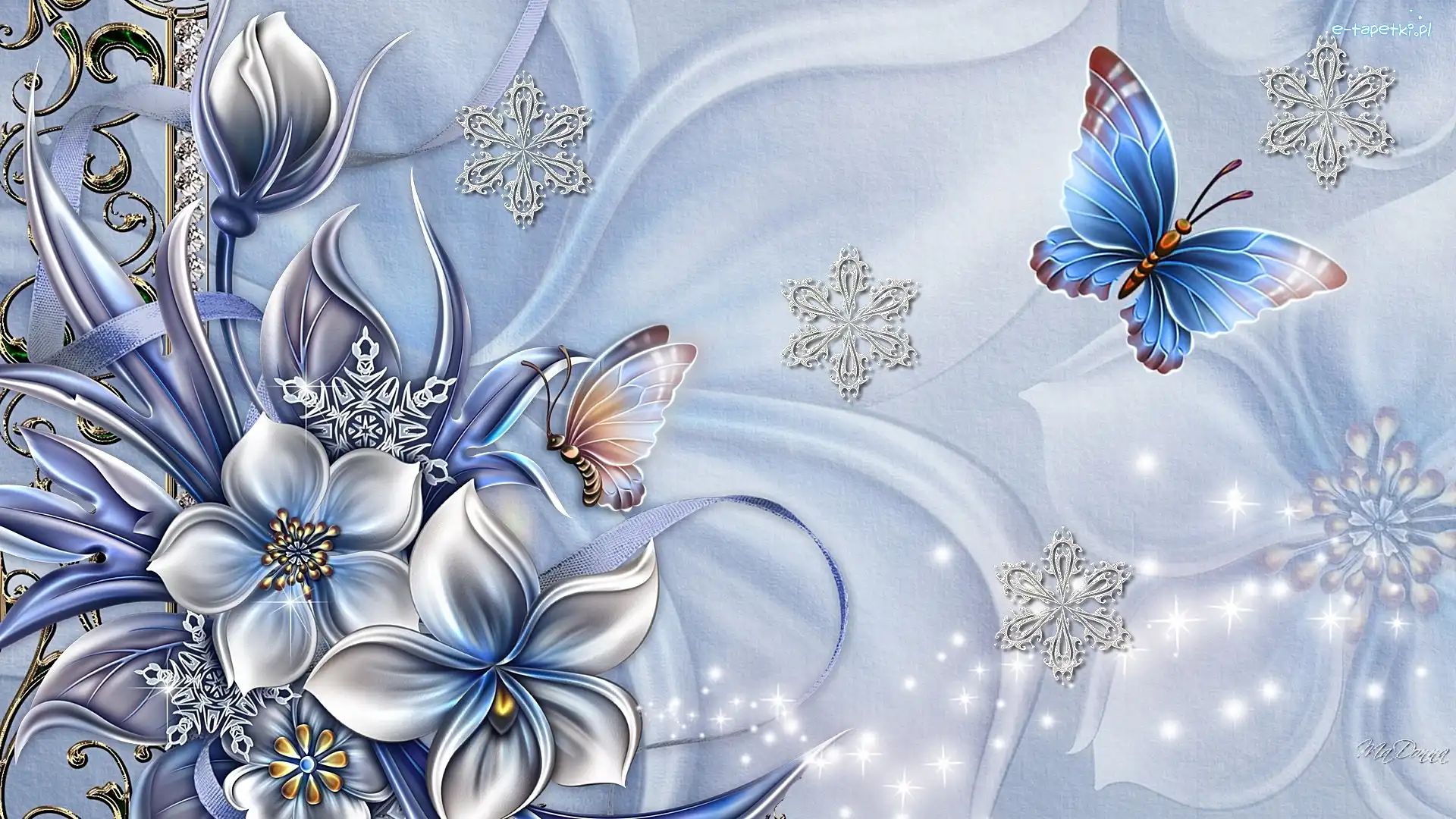 Art, Motyle, Kwiaty