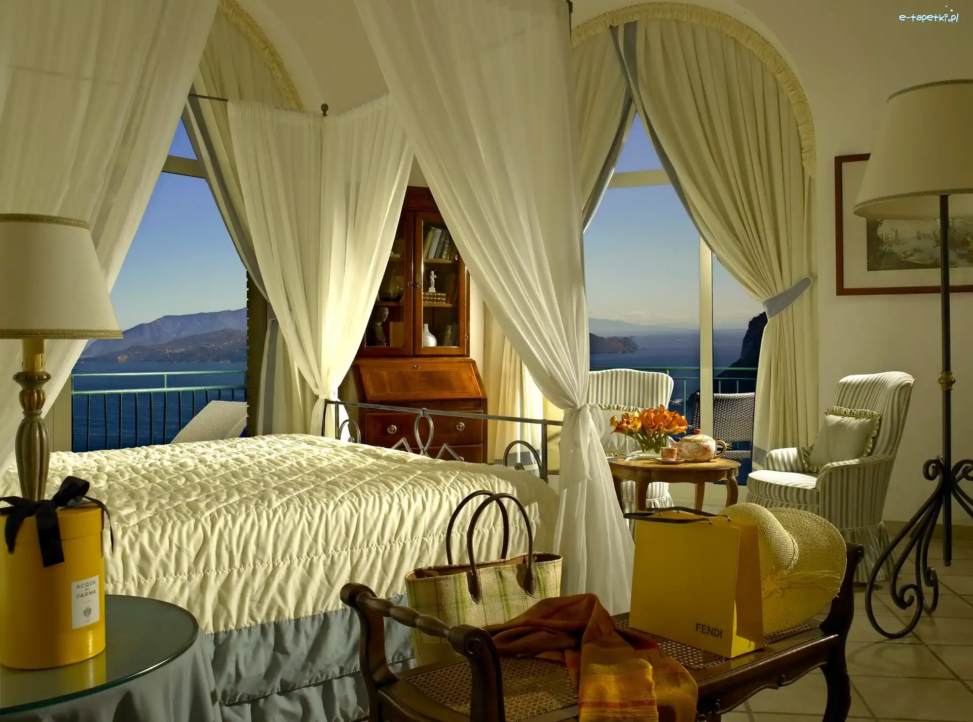 Sypialnia, Krajobraz, Okno, Hotelowa