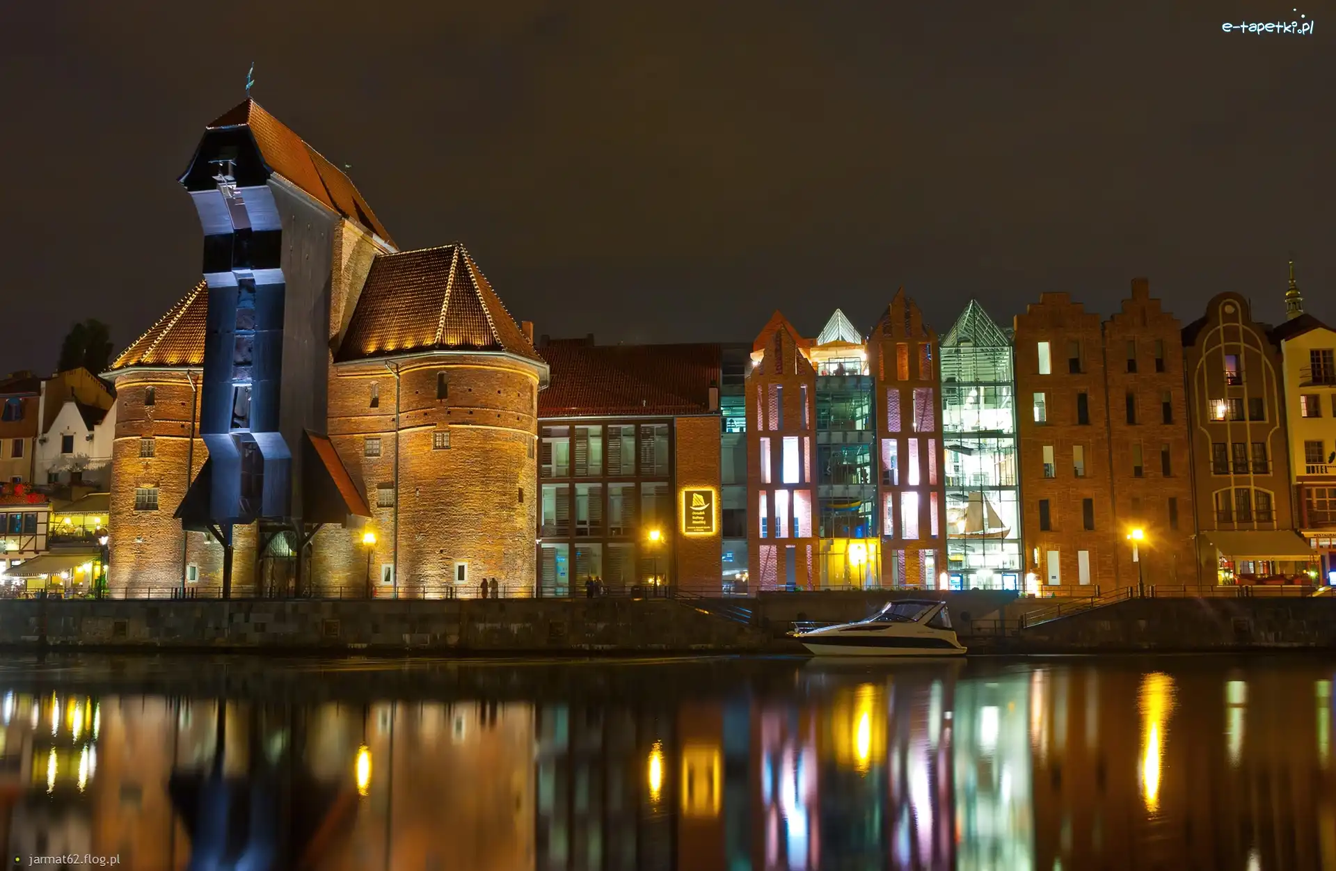 Noc, Żuraw Gdański, Port, Zasbytek, Gdańsk, Polska