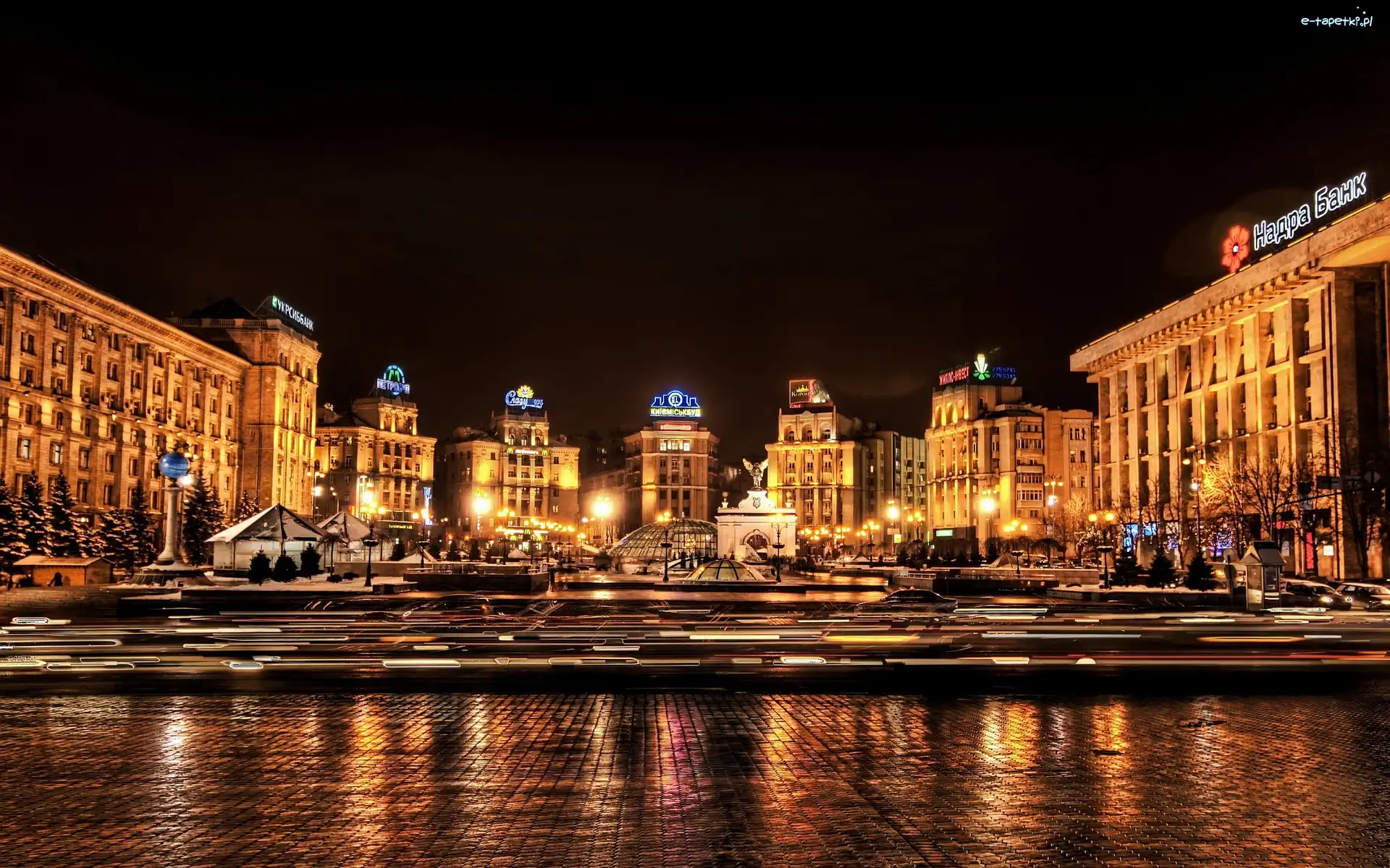 Kijów, Noc, Miasto, Ukraina