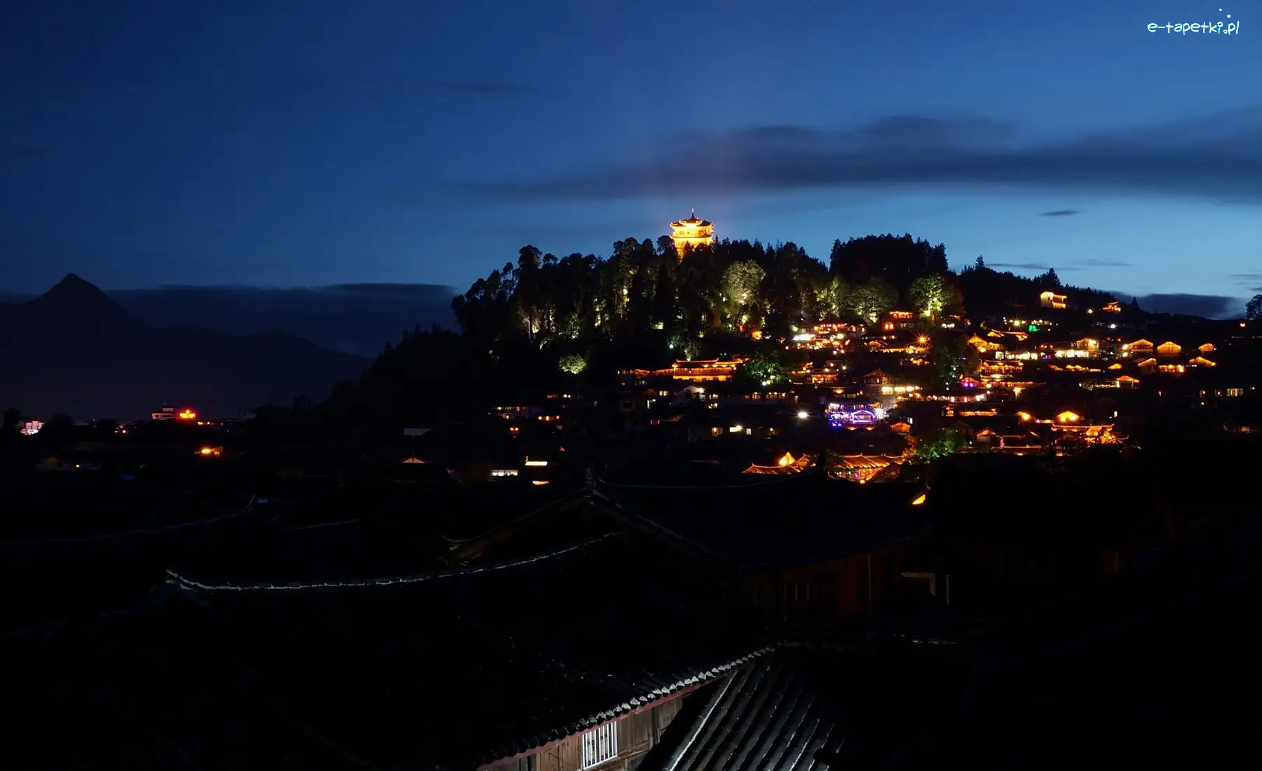 Miasto, Noc, Lijiang, Chiny