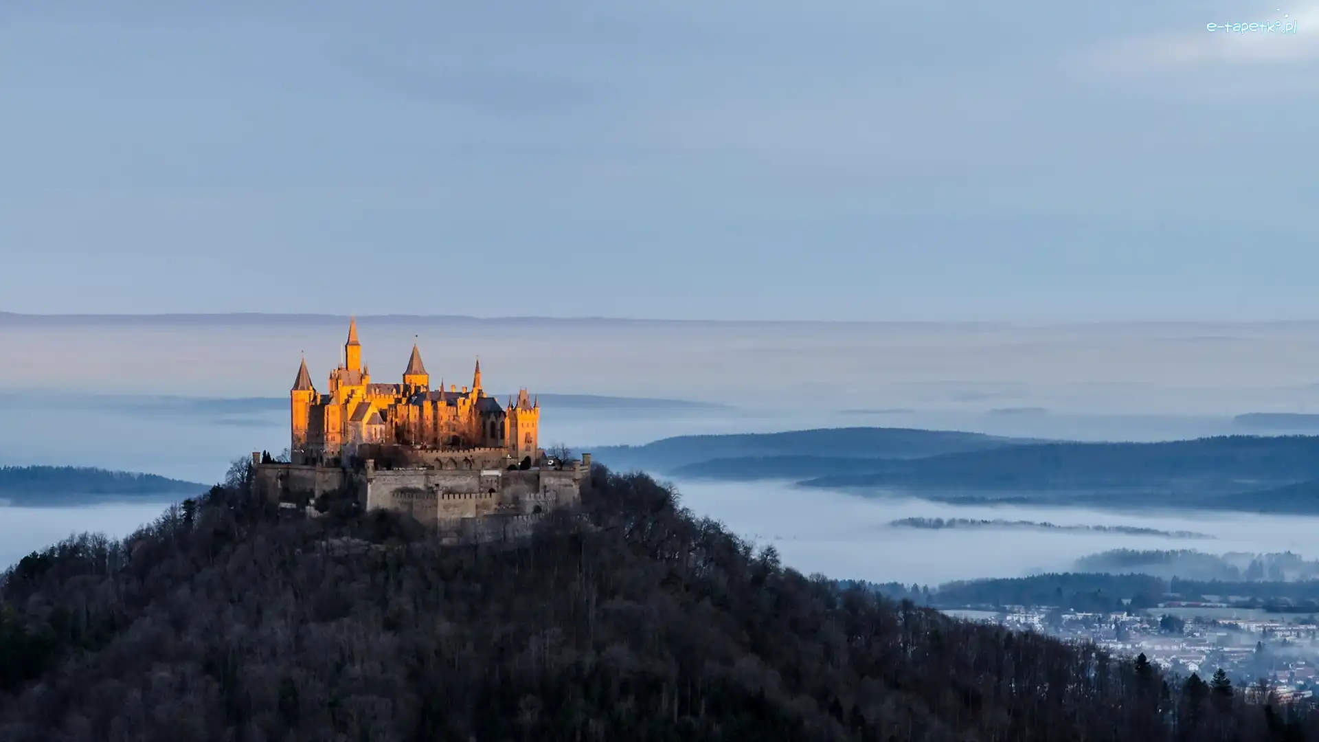 Las, Niemcy, Góra Hohenzollern, Mgła, Badenia-Wirtembergia, Zamek Hohenzollern