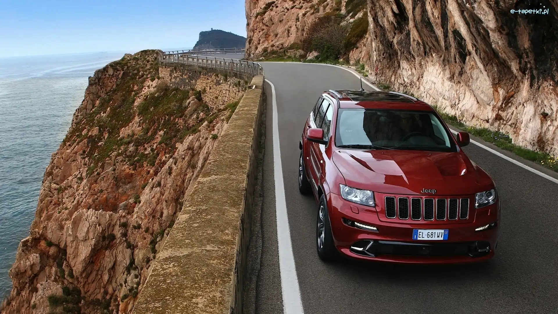 Morze, Droga, Skały, Jeep Grand Cherokee SRT8